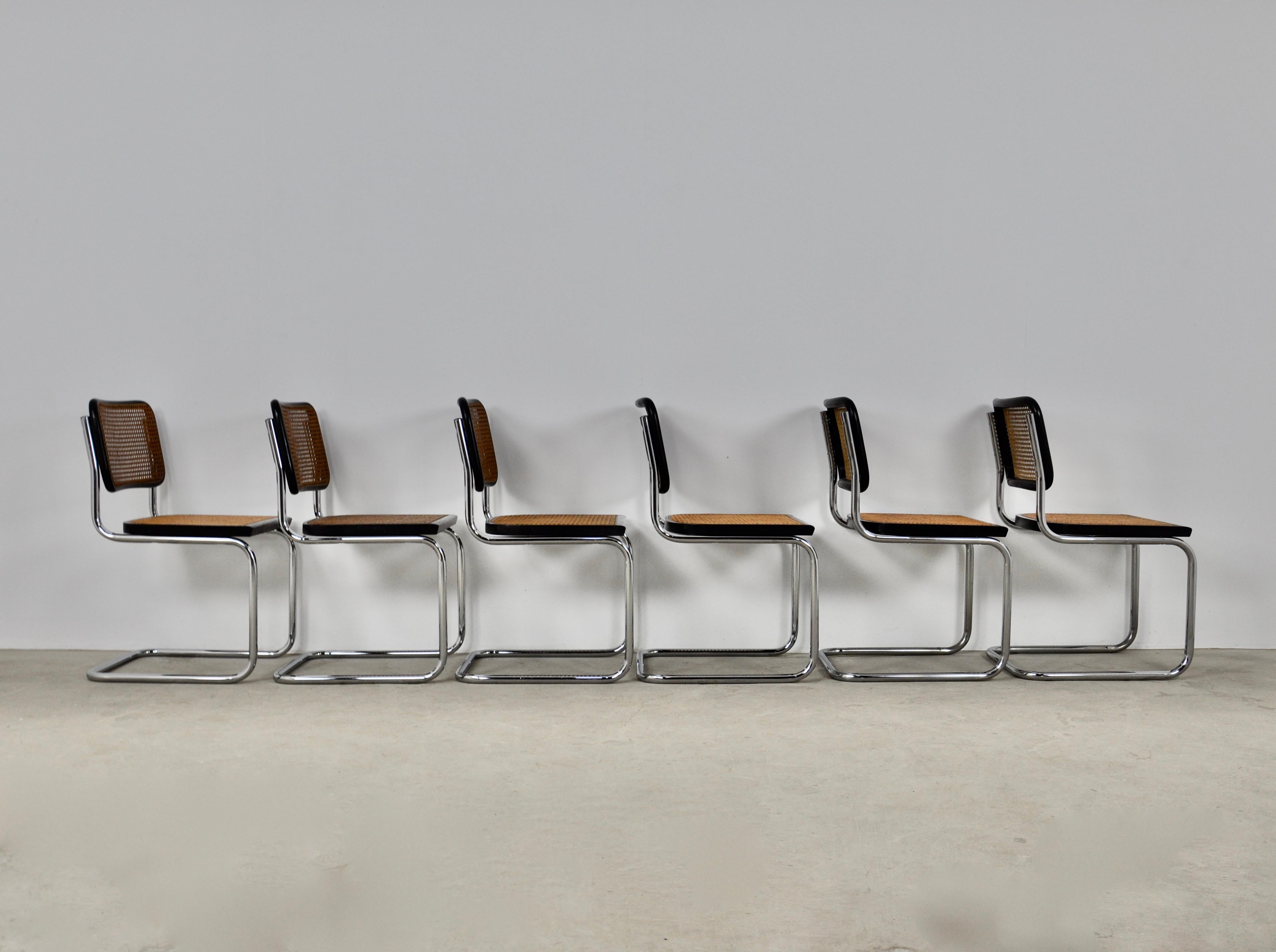 Italian Black Dinning Style Chairs B32 by Marcel Breuer Set 6
