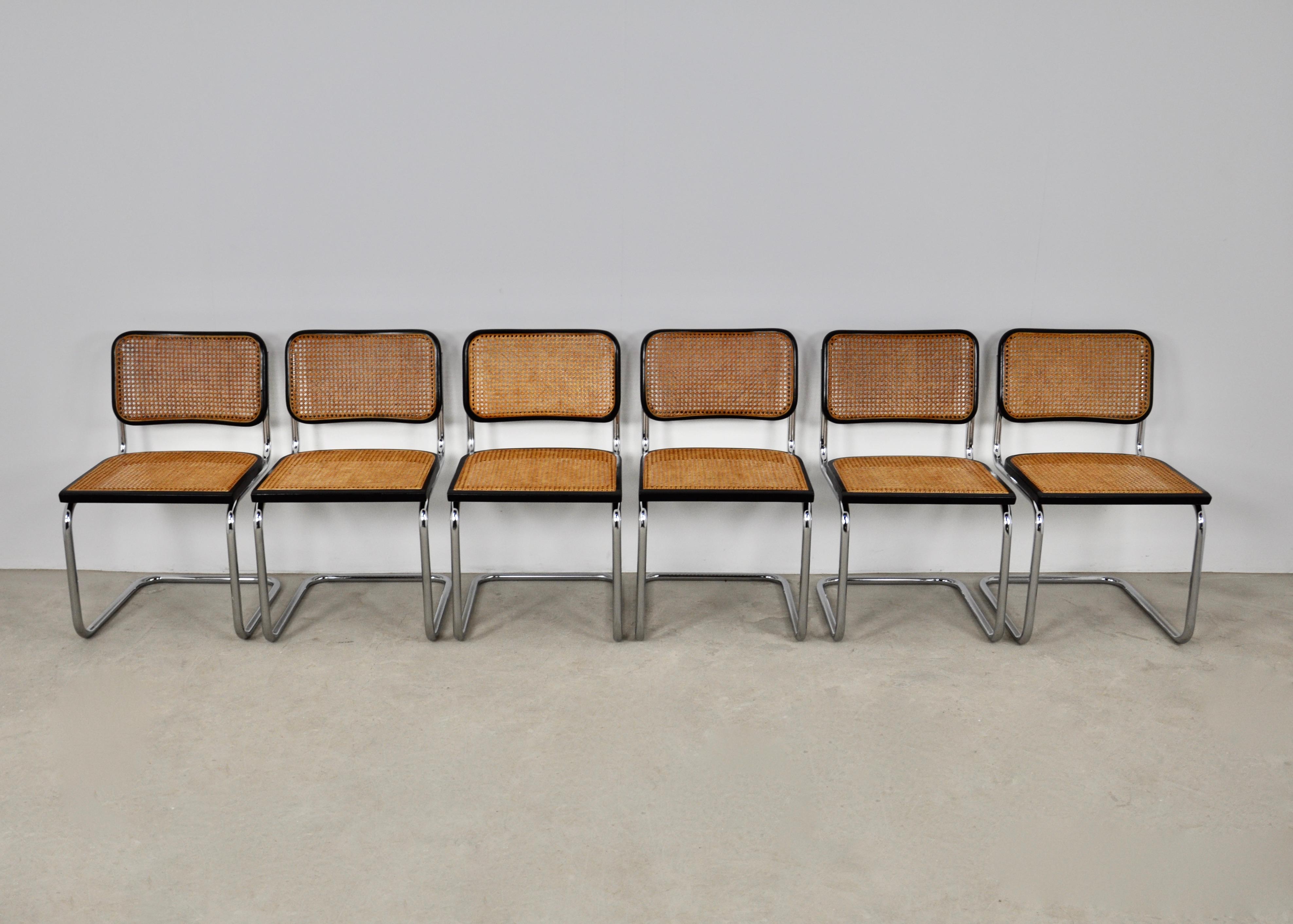 Black Dinning Style Chairs B32 by Marcel Breuer Set 6 In Good Condition In bruxelles, BE