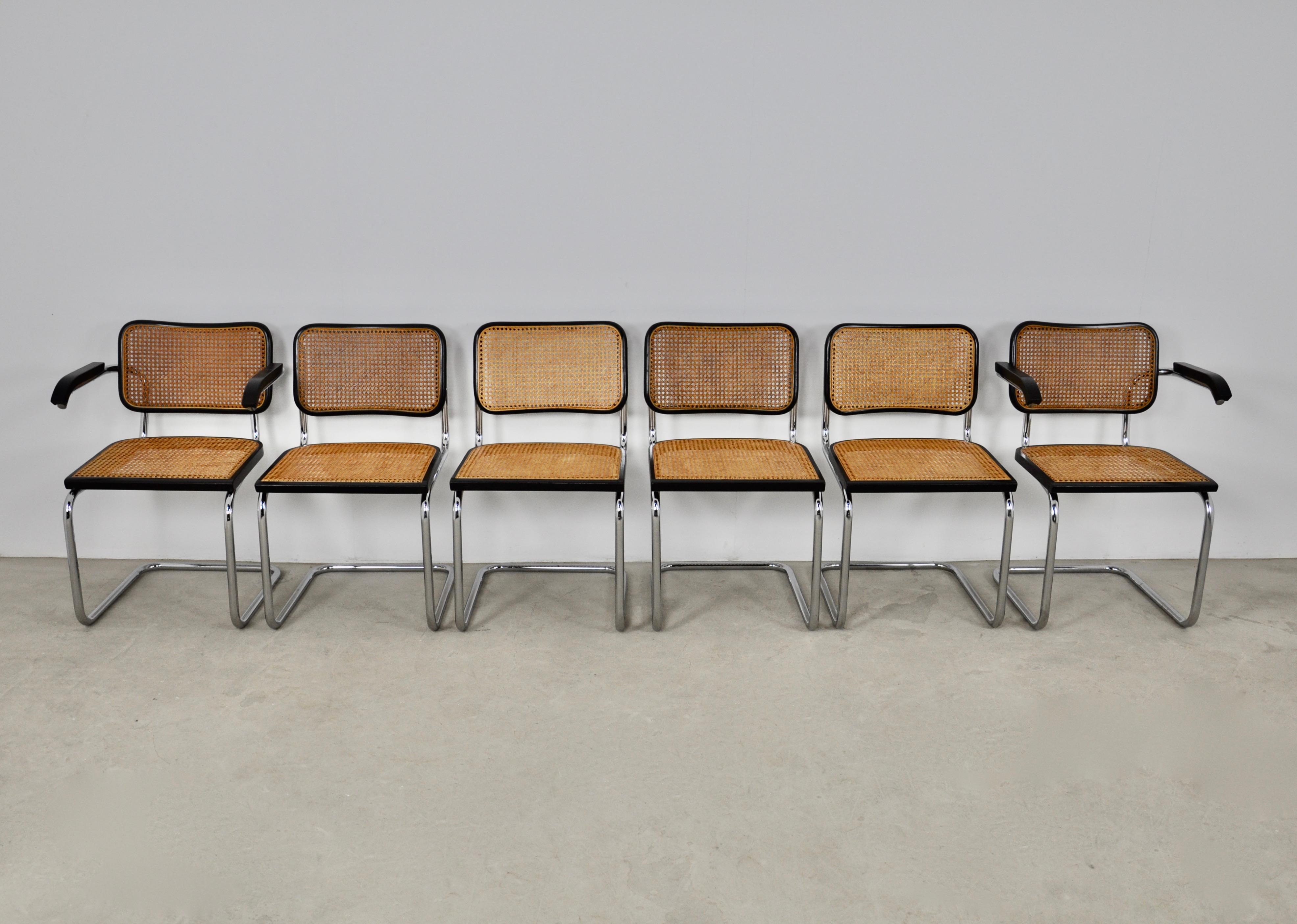 Black Dinning Style Chairs B32 by Marcel Breuer Set 6 In Good Condition In bruxelles, BE
