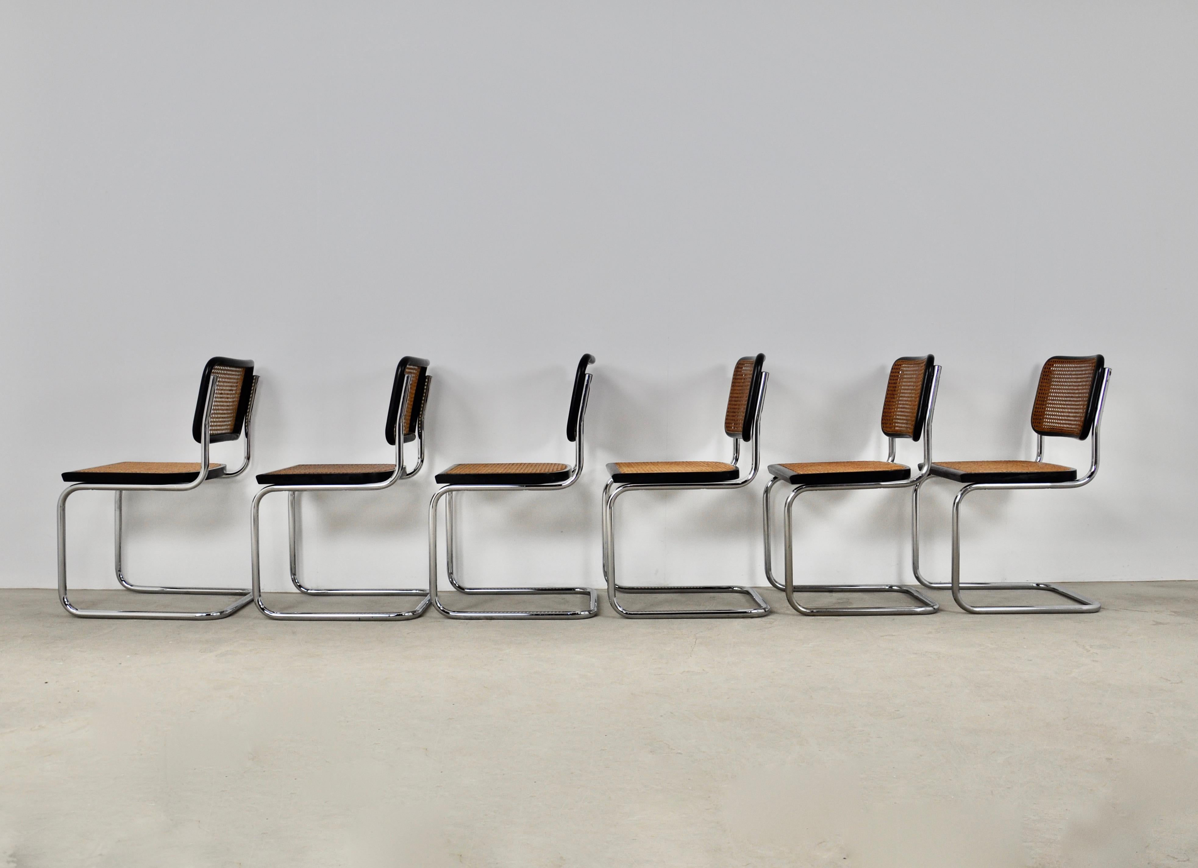 Late 20th Century Black Dinning Style Chairs B32 by Marcel Breuer Set 6