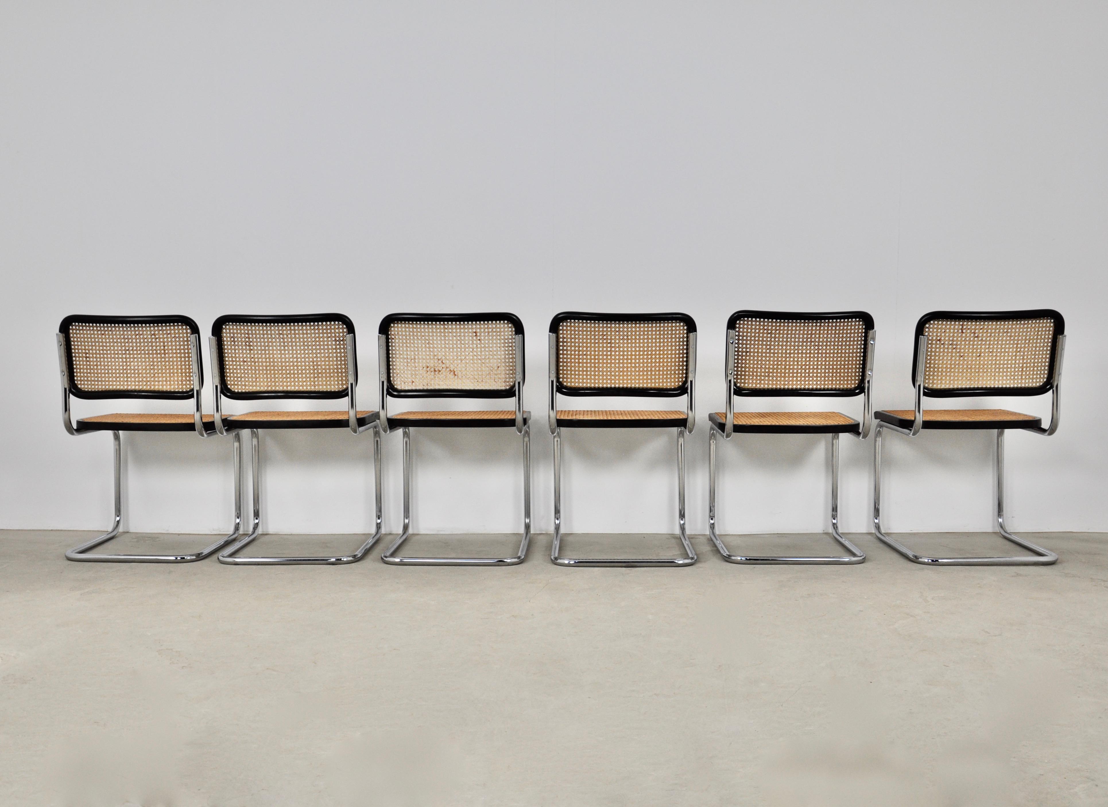 Metal Black Dinning Style Chairs B32 by Marcel Breuer Set 6