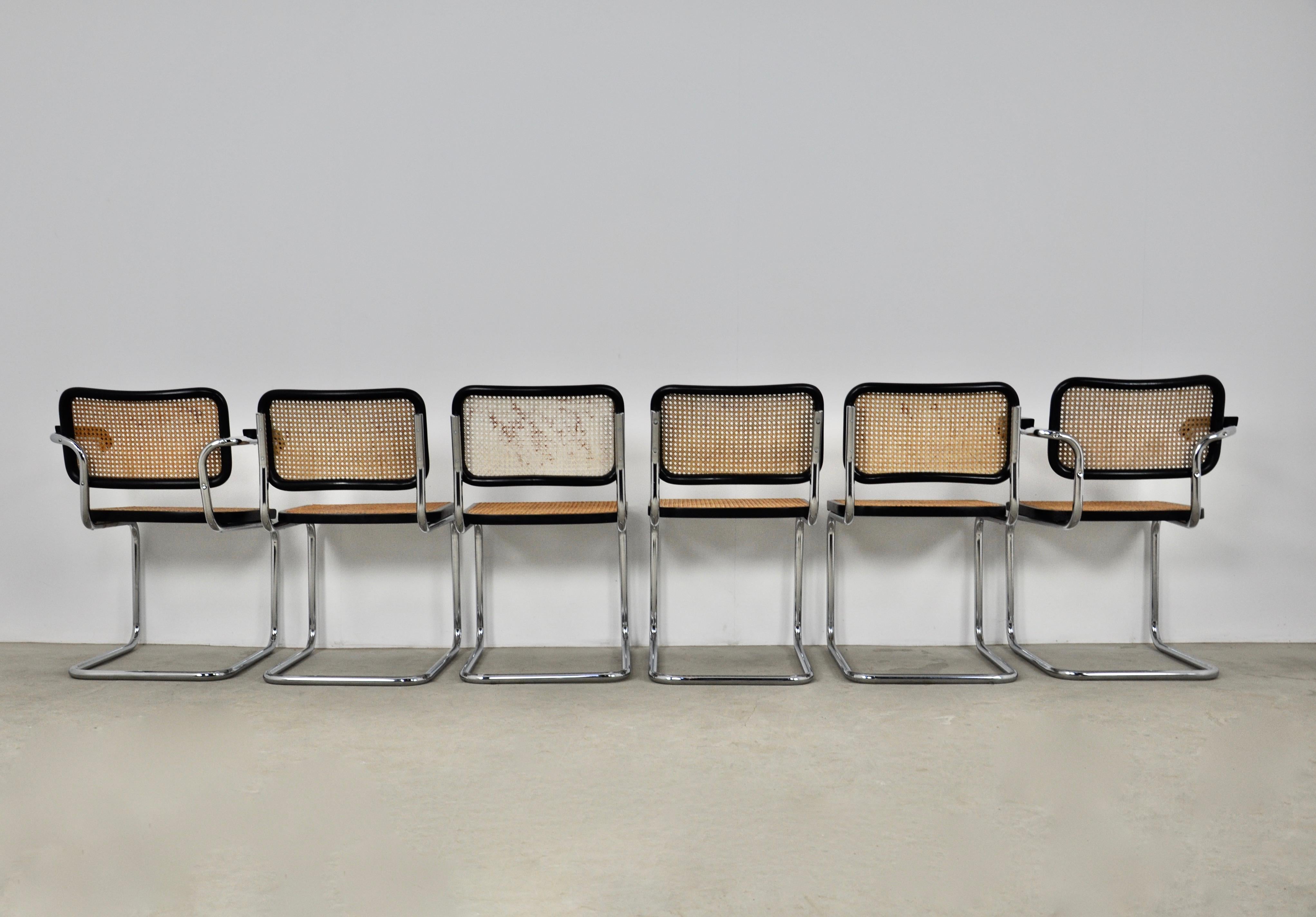 Metal Black Dinning Style Chairs B32 by Marcel Breuer Set 6