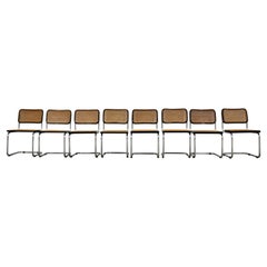 Black Dinning Style Chairs B32 by Marcel Breuer, Set 8