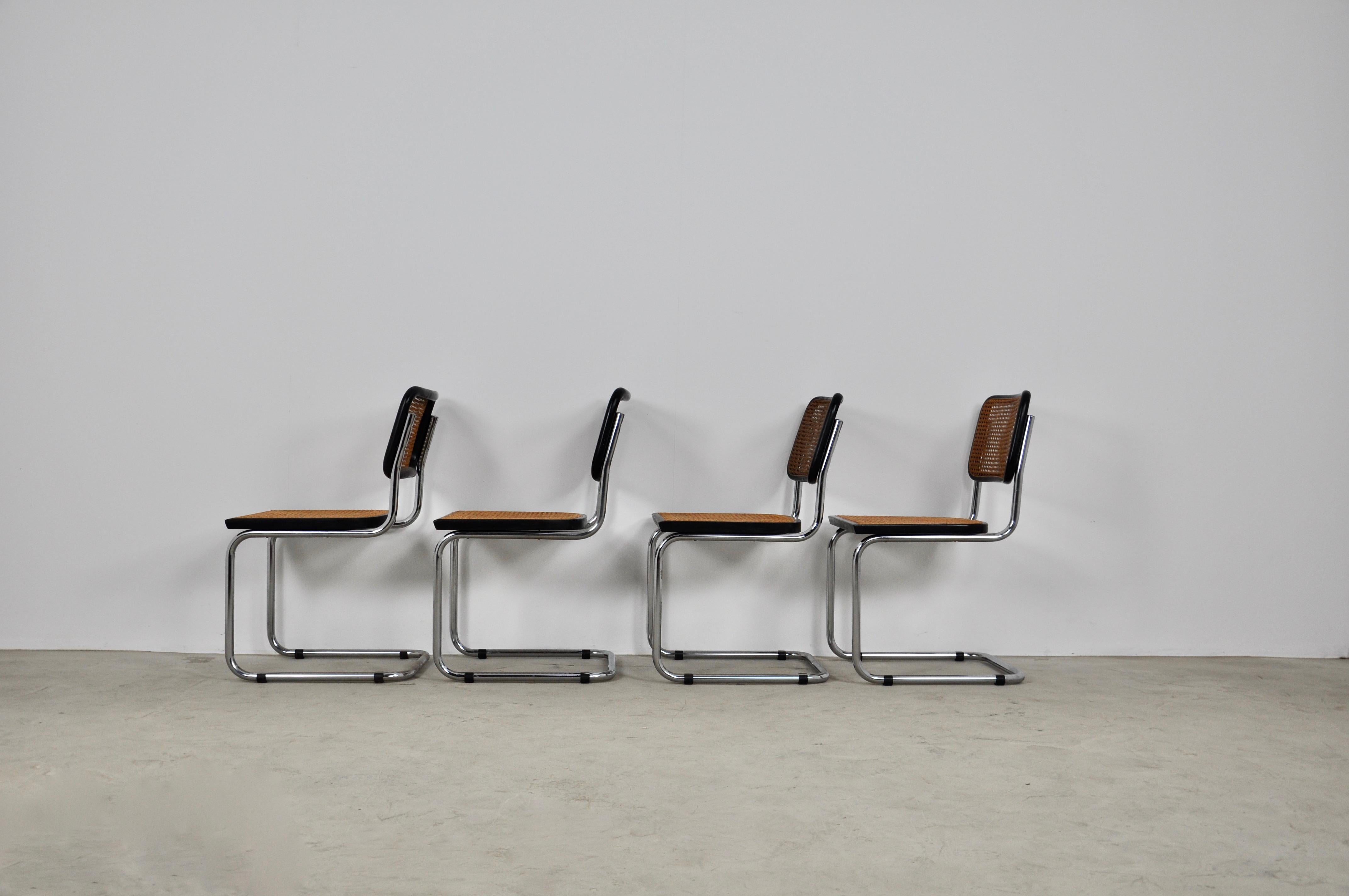 Metal Black Dinning Style Chairs B32 by Marcel Breuer Set of 4