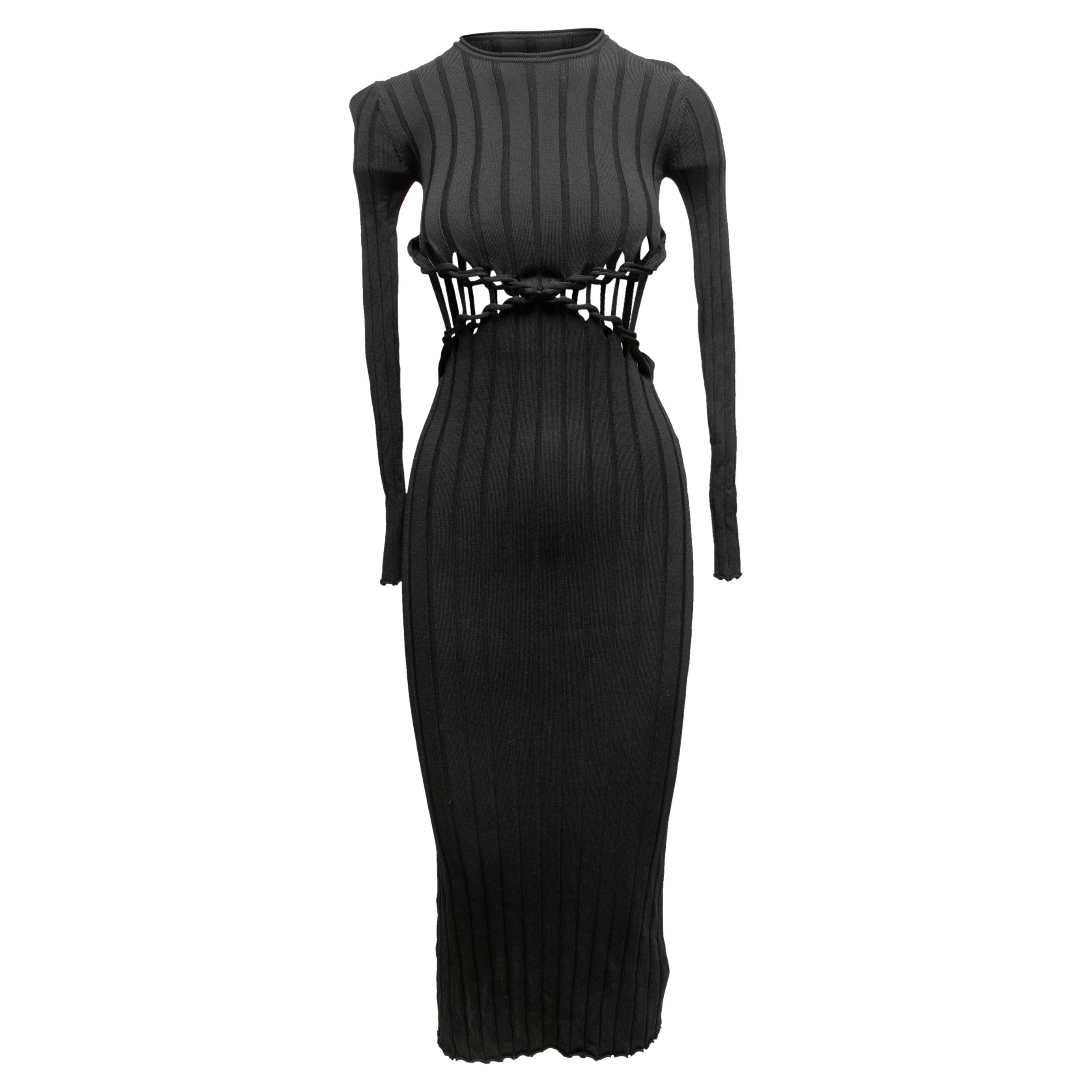 Black Dion Lee Rib Knit Maxi Dress Size US 2