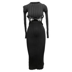 Used Black Dion Lee Rib Knit Maxi Dress Size US 2