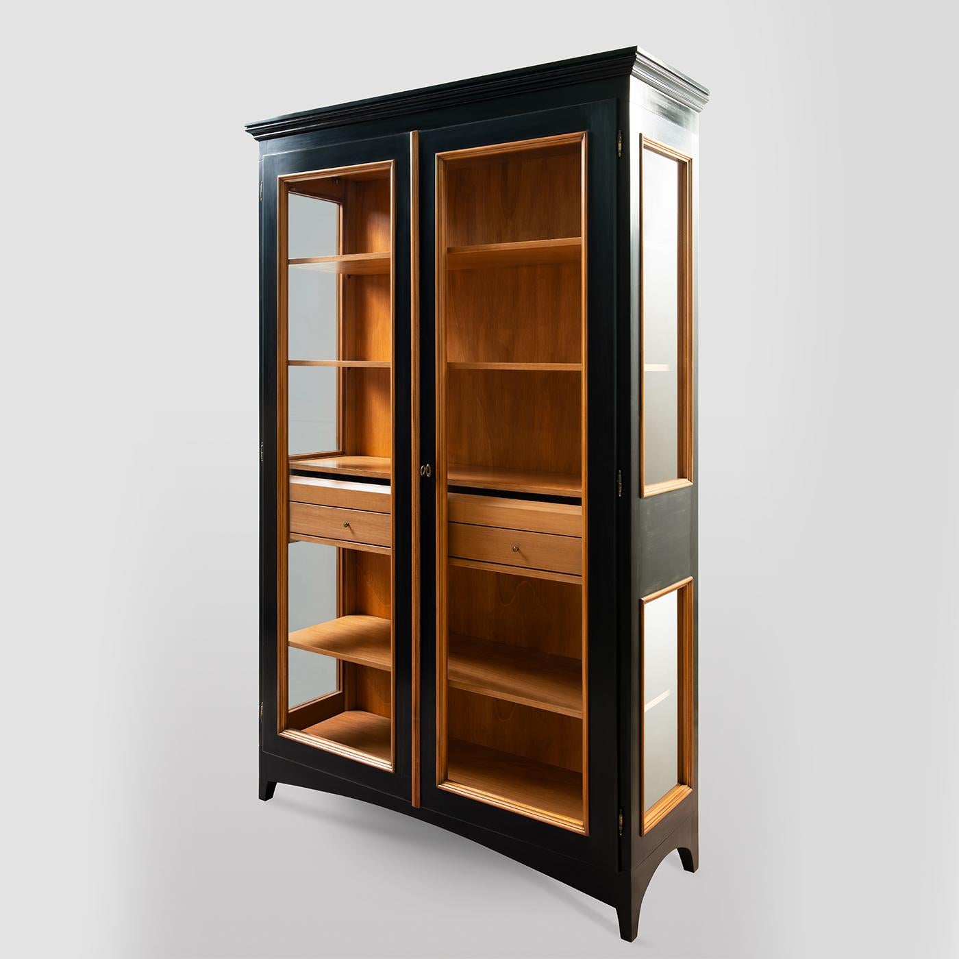 Modern Black Display Cabinet by Erika Gambella For Sale