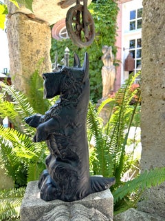 Black Dog Cast Iron Hand Painted Door Stop Decorative object house warming gift