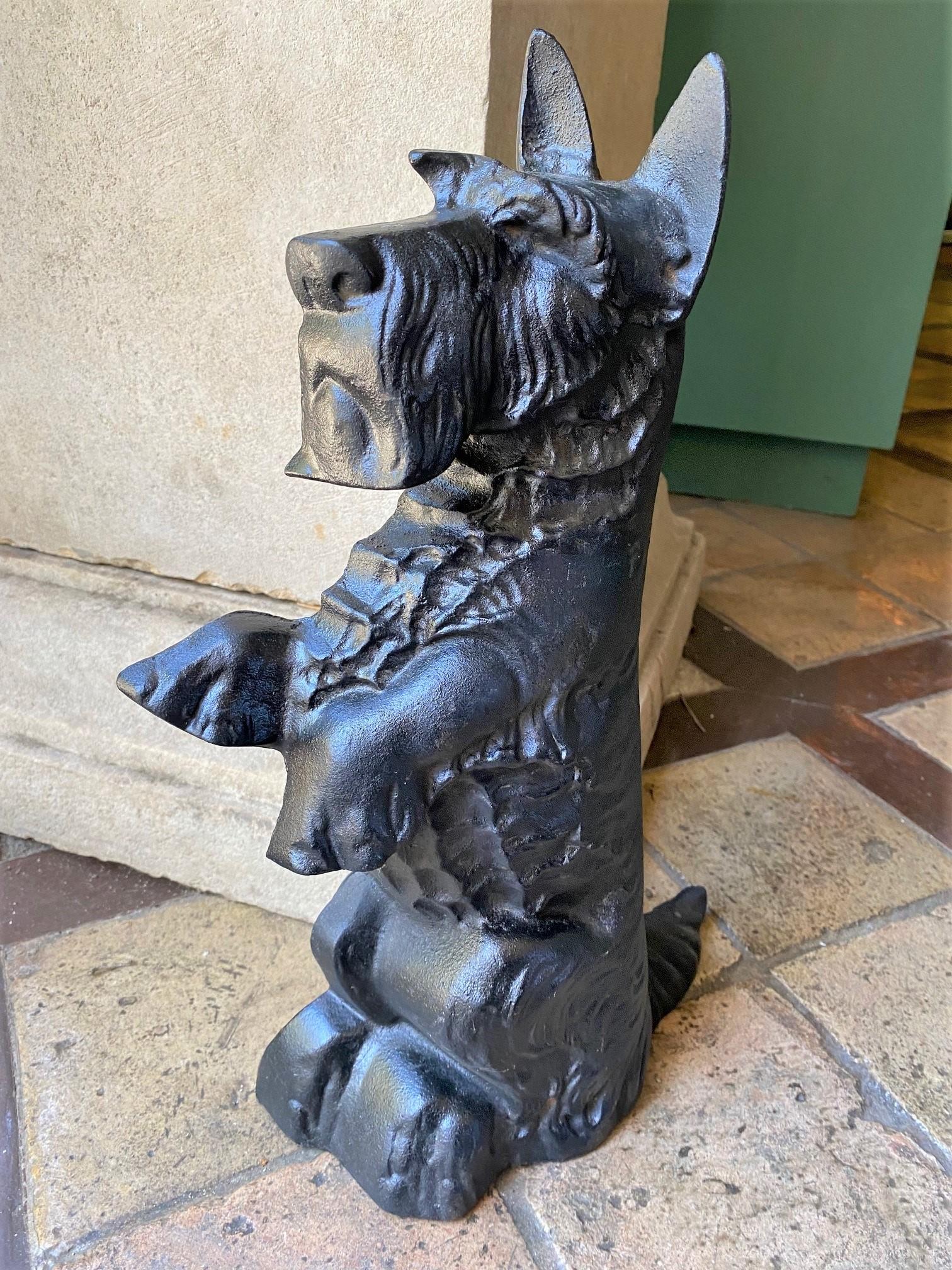Perro negro Tope de puerta de hierro fundido pintado a mano Objeto decorativo Regalo de inauguración de una casa Desconocido en venta