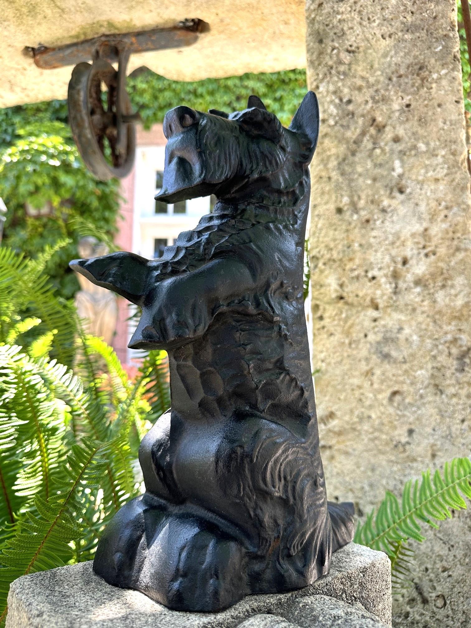 Perro negro Tope de puerta de hierro fundido pintado a mano Objeto decorativo Regalo de inauguración de una casa Metal en venta