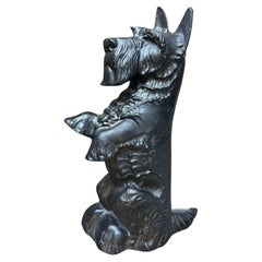 Used Black Dog Cast Iron Hand Painted Door Stop Decorative object house warming gift