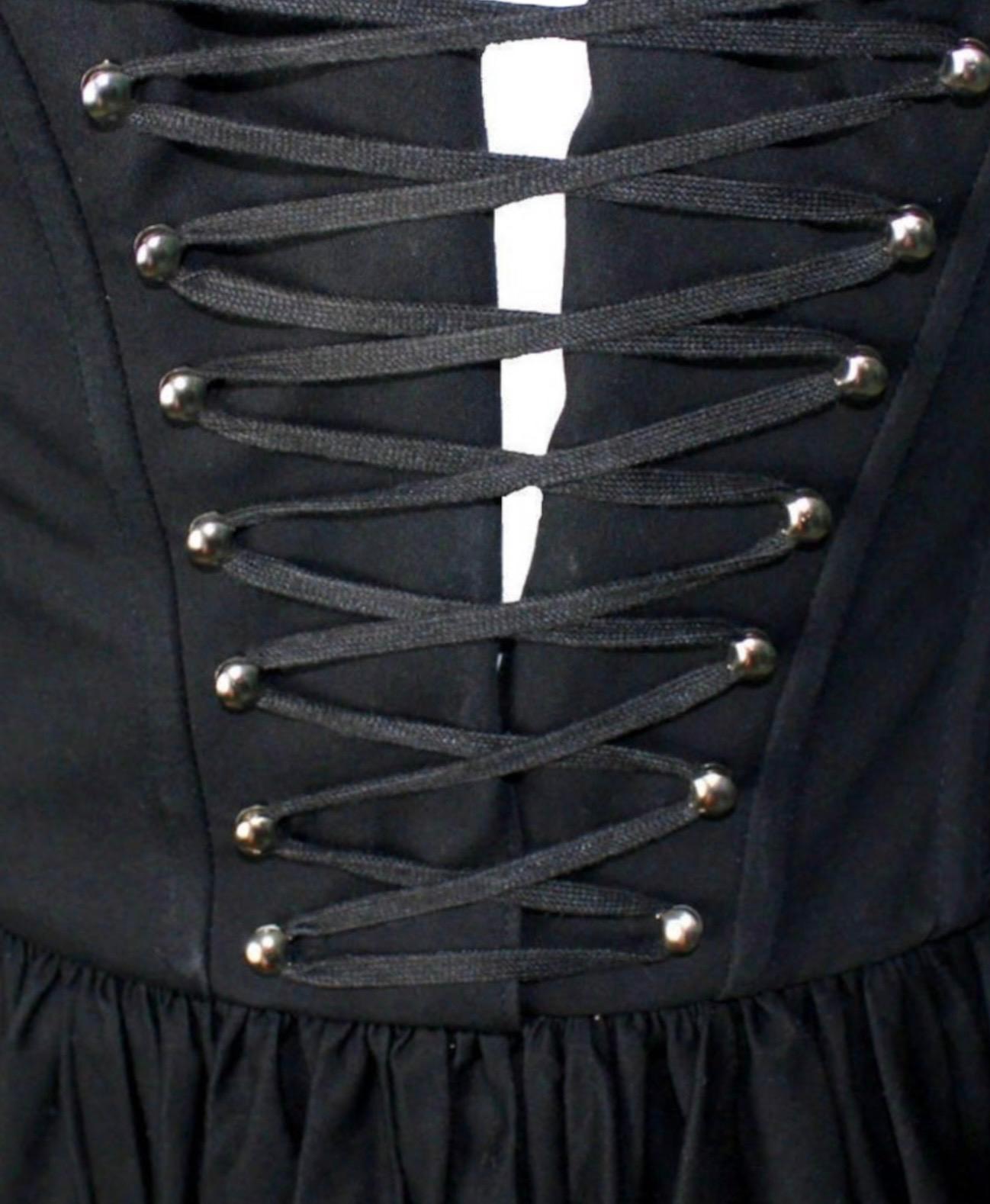 DOLCE & GABBANA Black Hourglass Boned Corset Lace Up Dress 42 For Sale 1