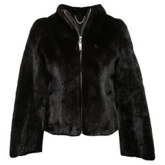 Giacca con zip in pelliccia di visone nera Dolce & Gabbana taglia US XS/S