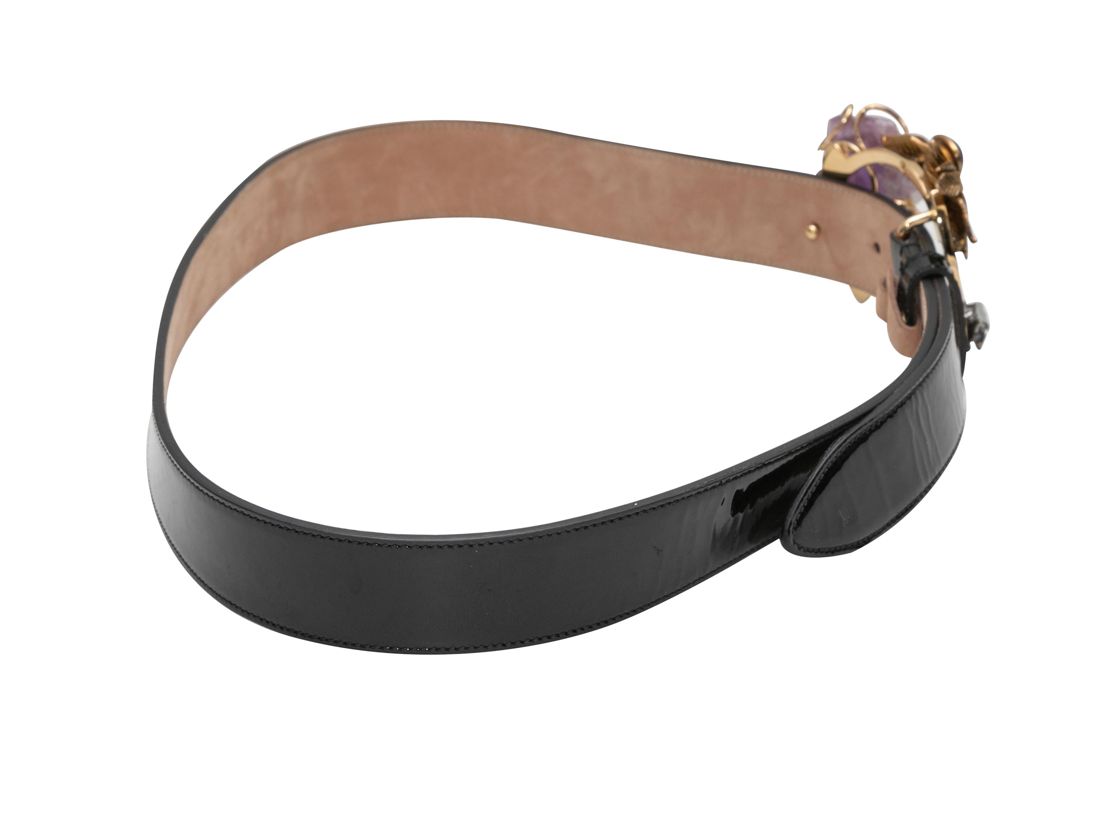 Black Dolce & Gabbana Patent Gemstone Buckle Belt Size US S In Good Condition For Sale In New York, NY