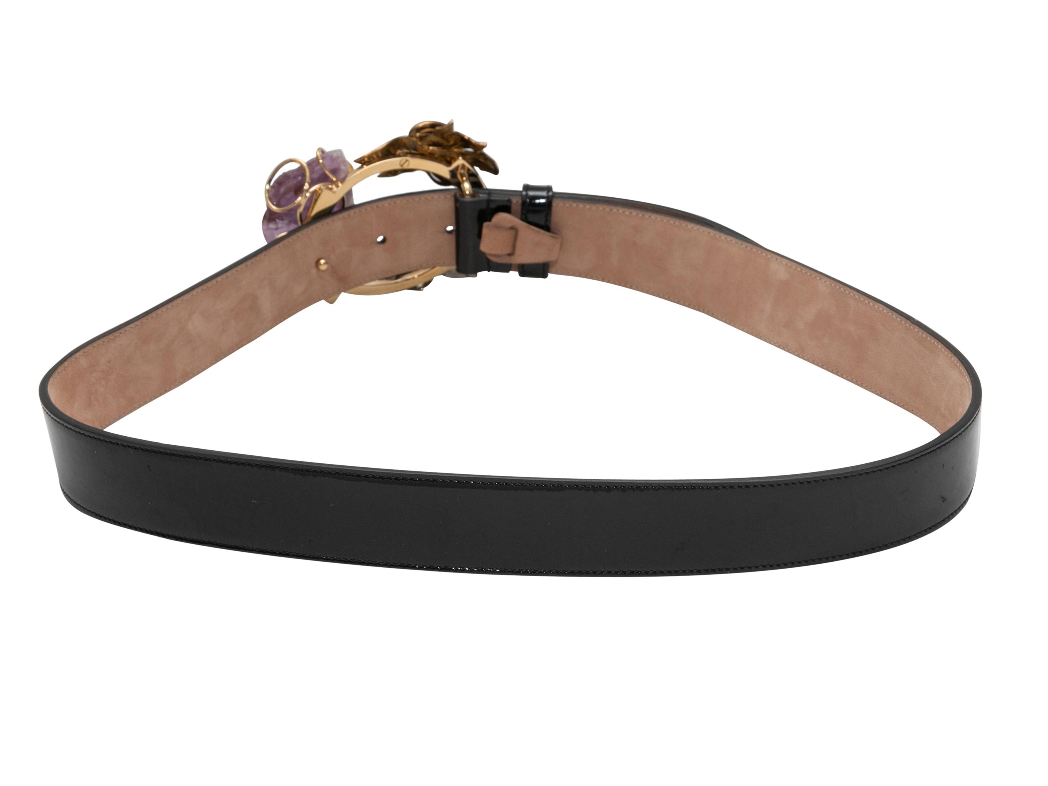 Women's Black Dolce & Gabbana Patent Gemstone Buckle Belt Size US S For Sale