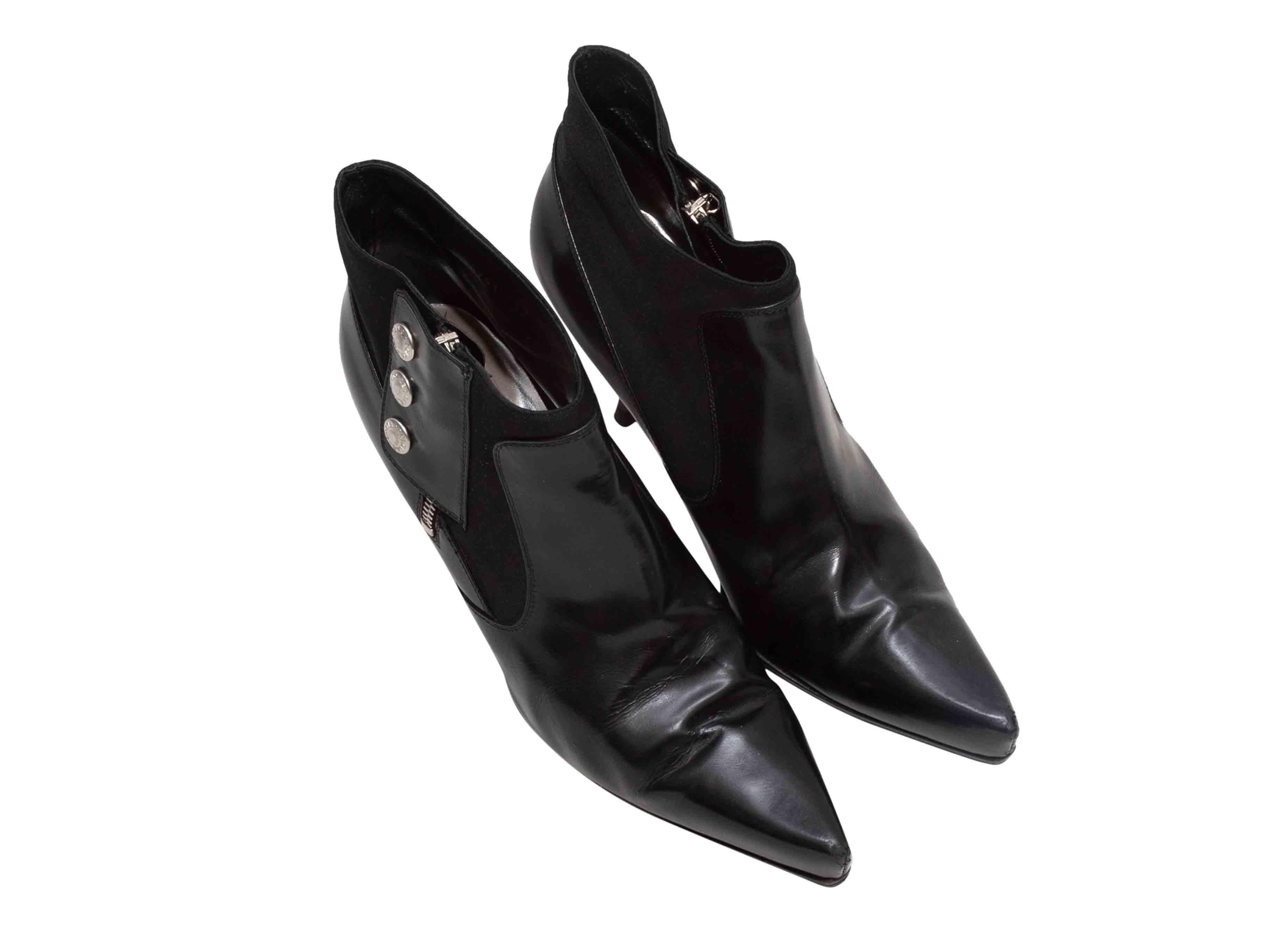 Noir Black Dolce & Gabbana Patent & Suede Pointed-Toe Heeled Booties Size 39 en vente