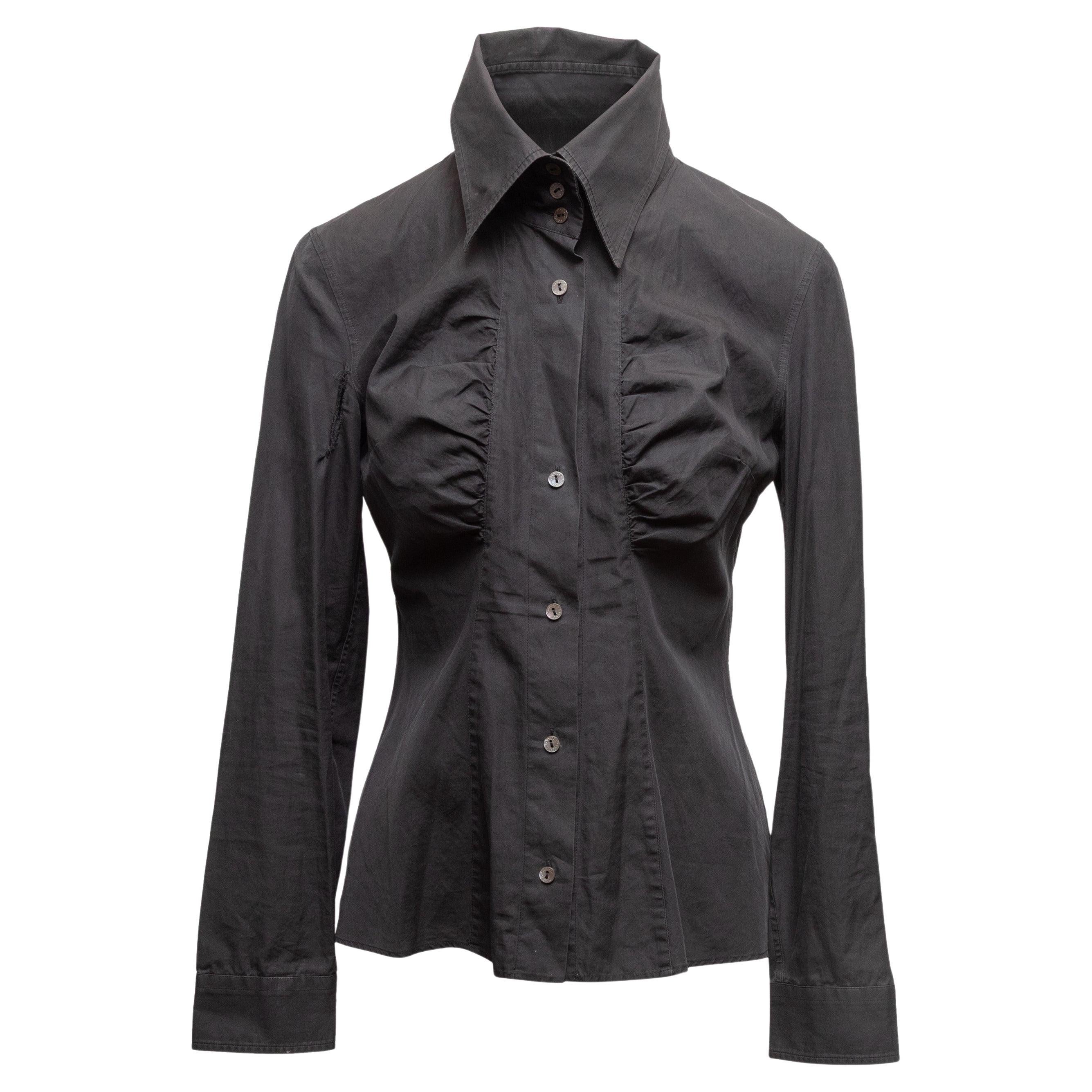 Top negro abotonado de manga larga con pliegues Dolce & Gabbana Talla US S