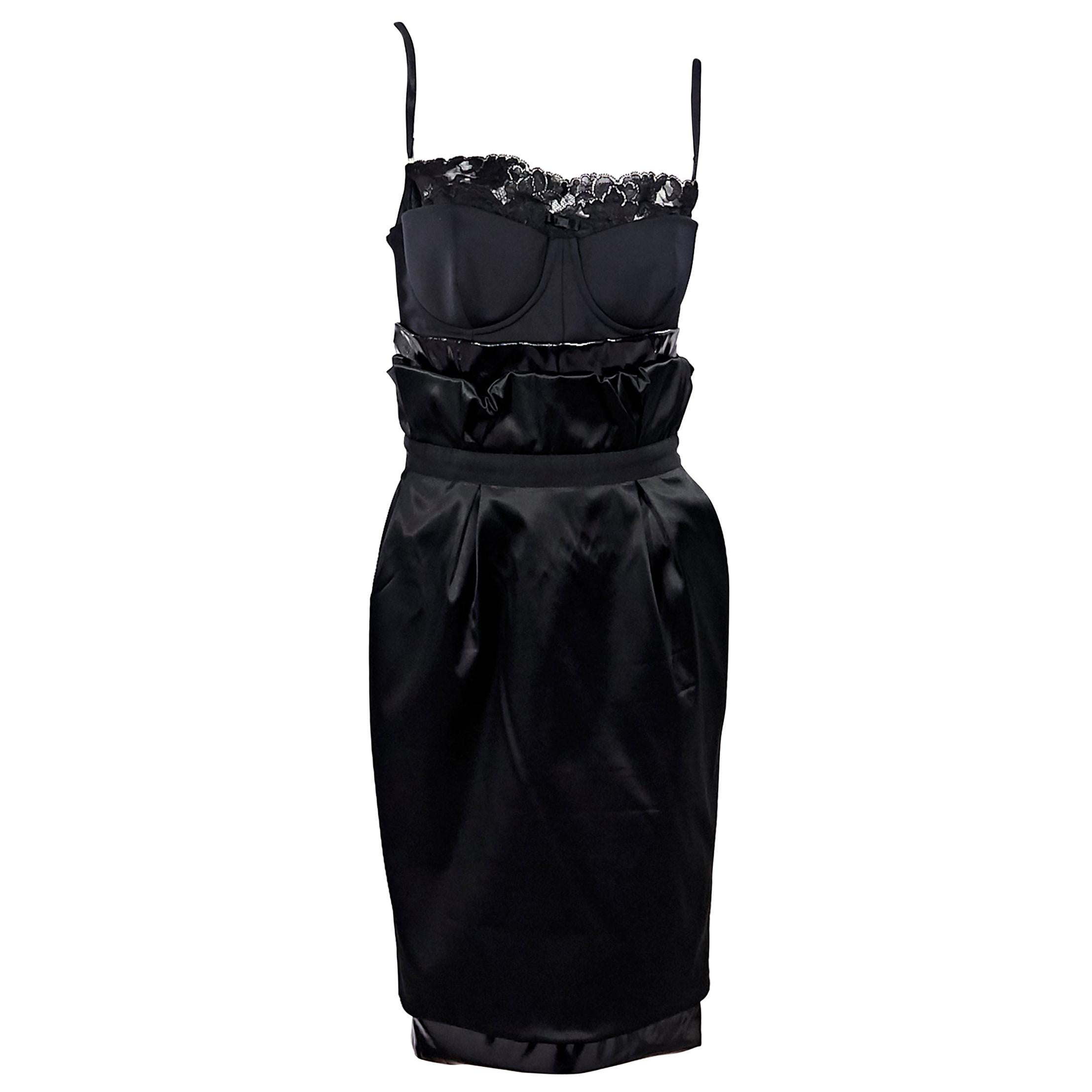 Black Dolce & Gabbana Satin Bustier Dress
