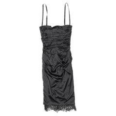 Black Dolce & Gabbana Silk Lace-Trimmed Dress Size IT 38