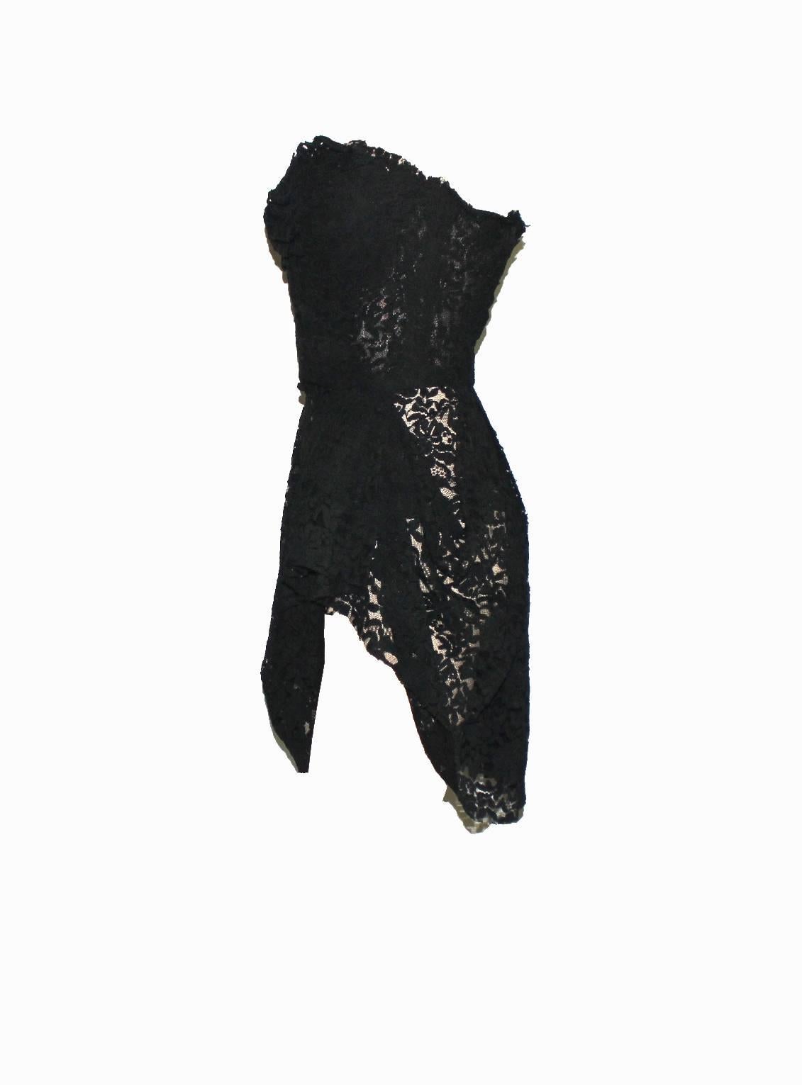 black lace mini dress