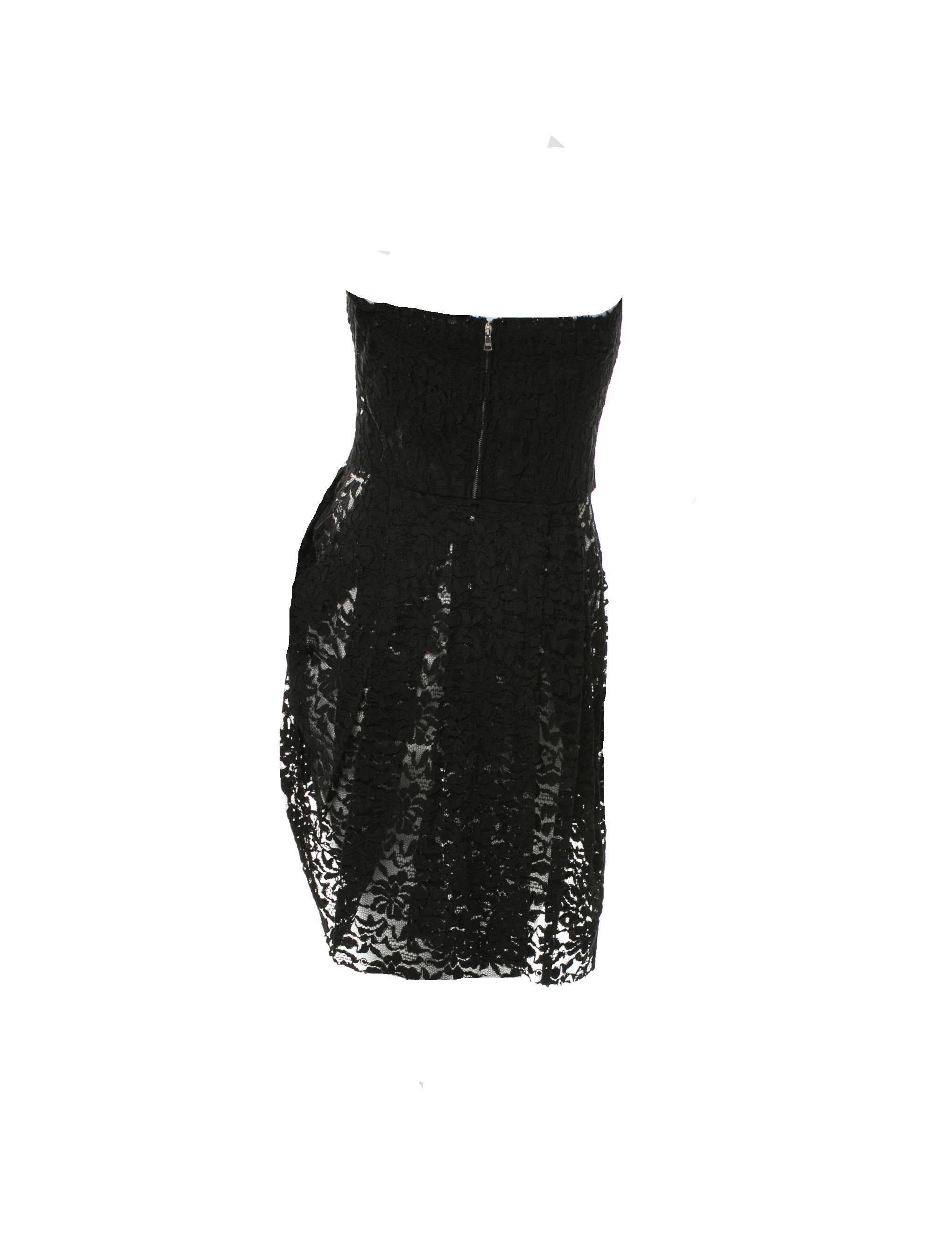 De las mujeres SIN VENDER Dolce & Gabbana Mini vestido de encaje con corsé asimétrico sin tirantes 40