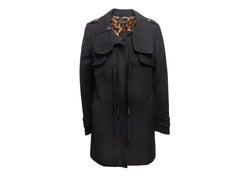 Black Dolce & Gabbana Virgin Wool Stand Collar Coat Size IT 40