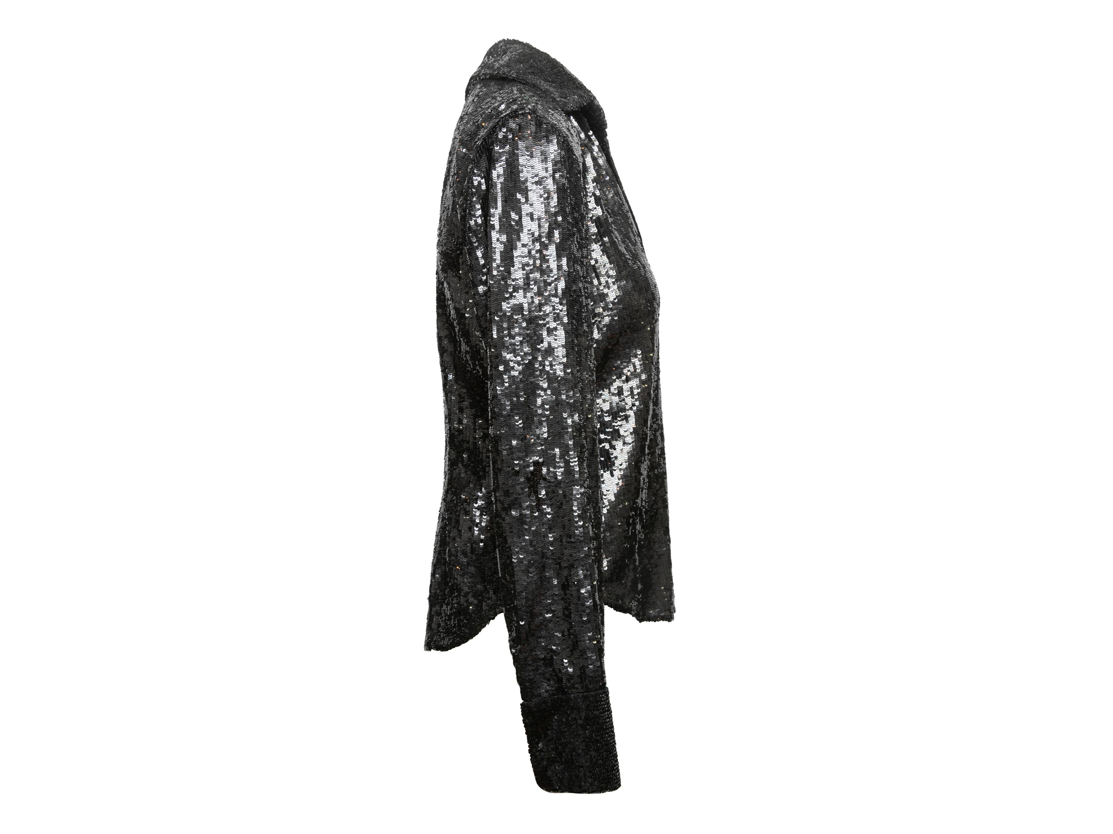 Black Donna Karan Sequined Lightweight Jacket Size US 4 In Excellent Condition For Sale In New York, NY