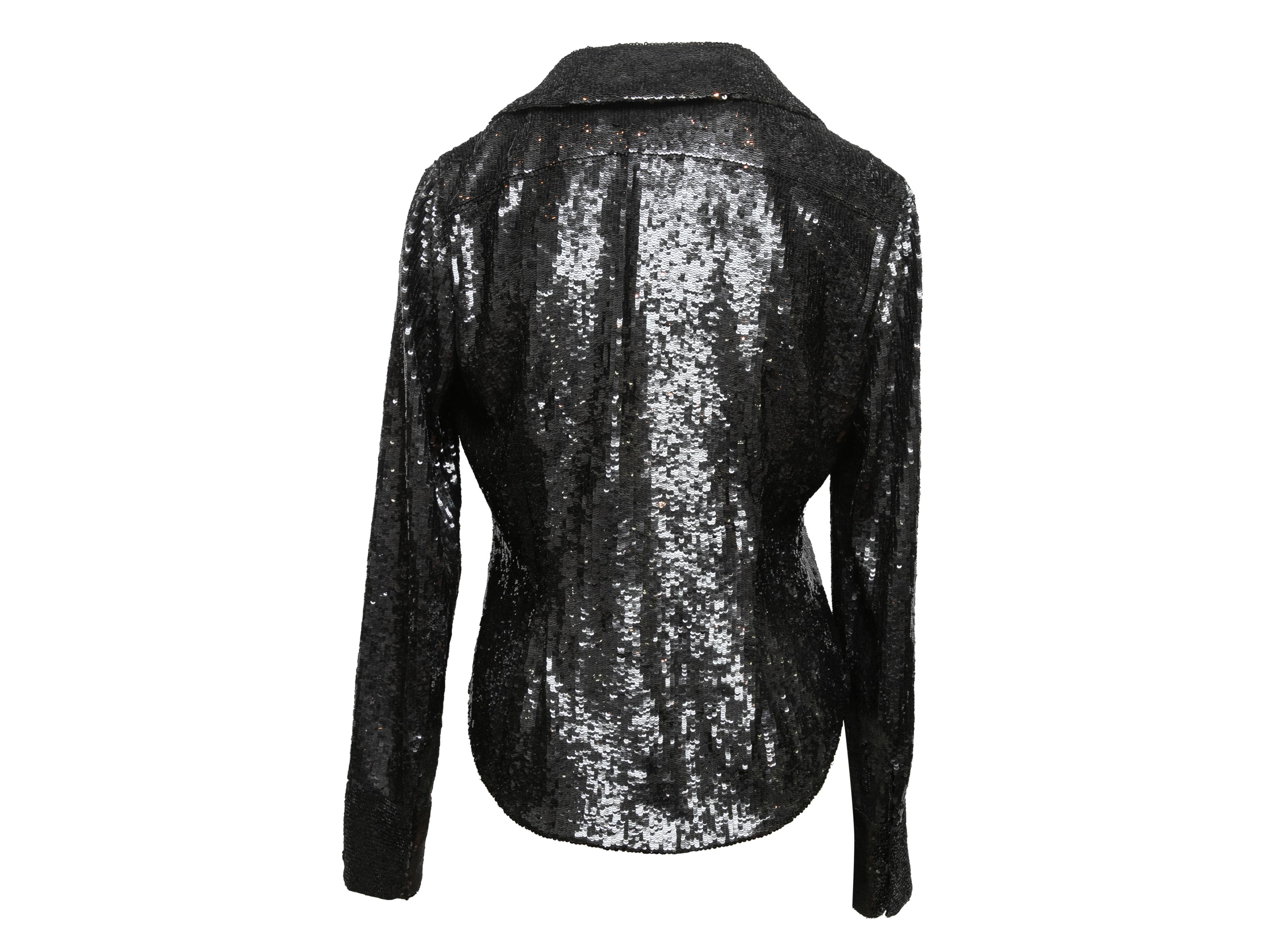 Schwarze, leichte, schwarze Donna Karan-Jacke mit Paillettenbesatz, Größe US 4 Damen im Angebot