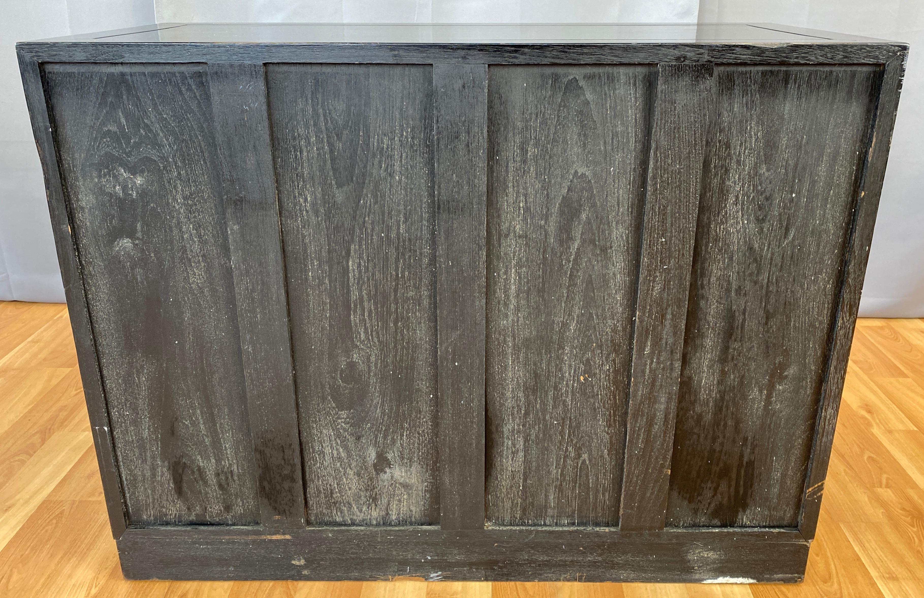 Black Dorothy Draper Style Espana Dresser with Brass Handle Frames For Sale 3