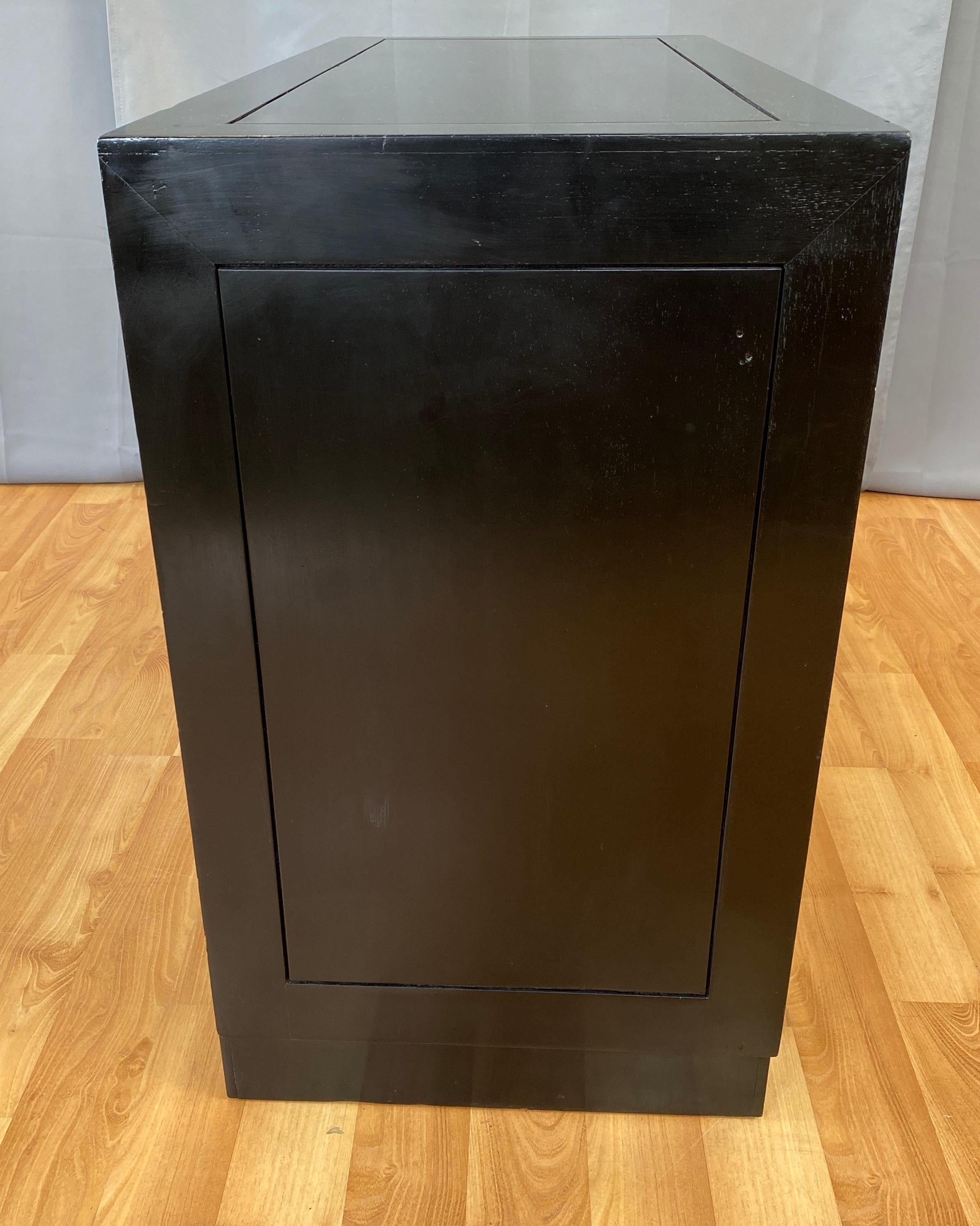 Black Dorothy Draper Style Espana Dresser with Brass Handle Frames For Sale 4