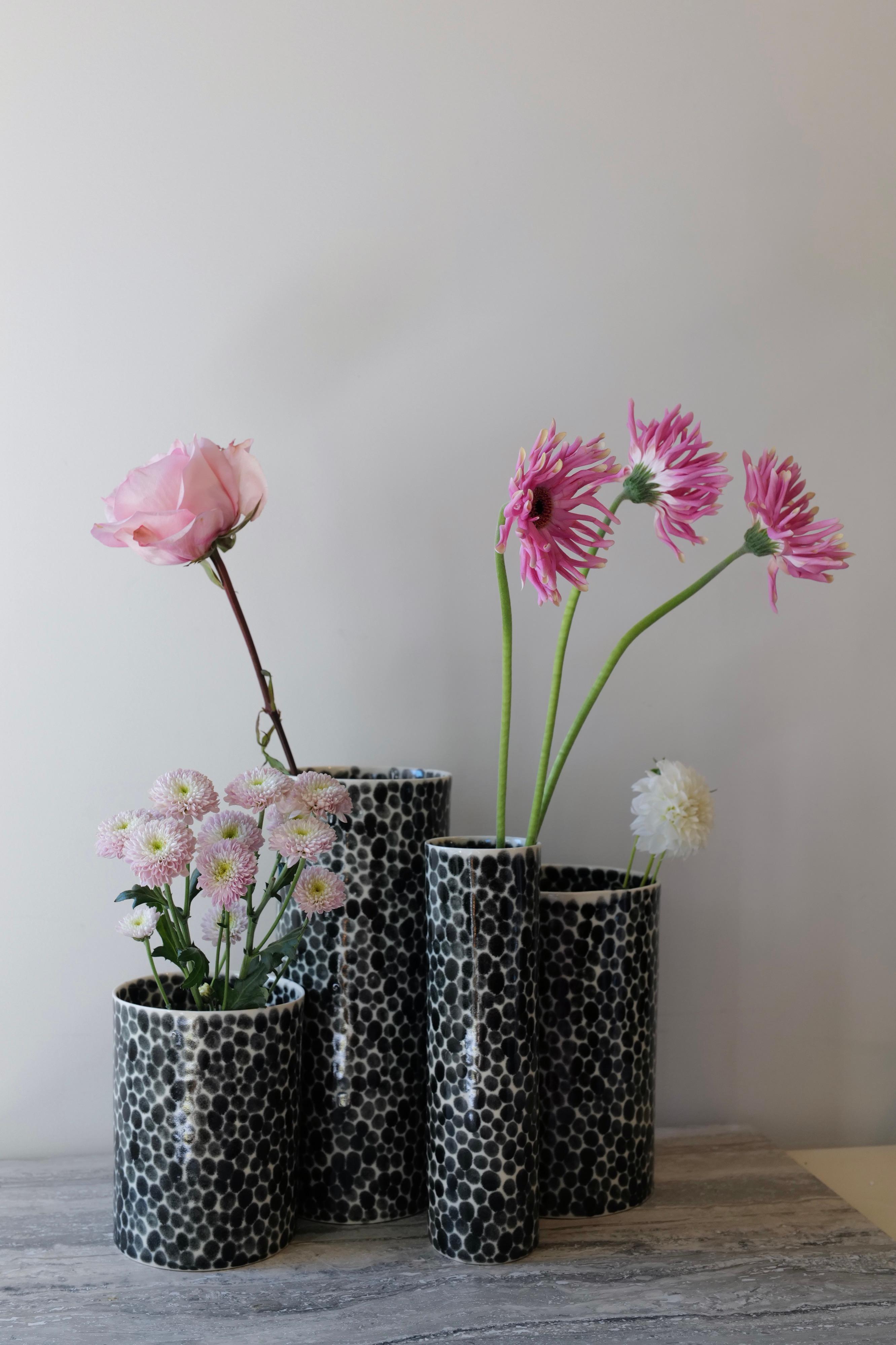 Black Dots Porcelain Bamboo Vase by Lana Kova For Sale 2