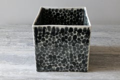 Black Dots Porcelain Cube Vase by Lana Kova