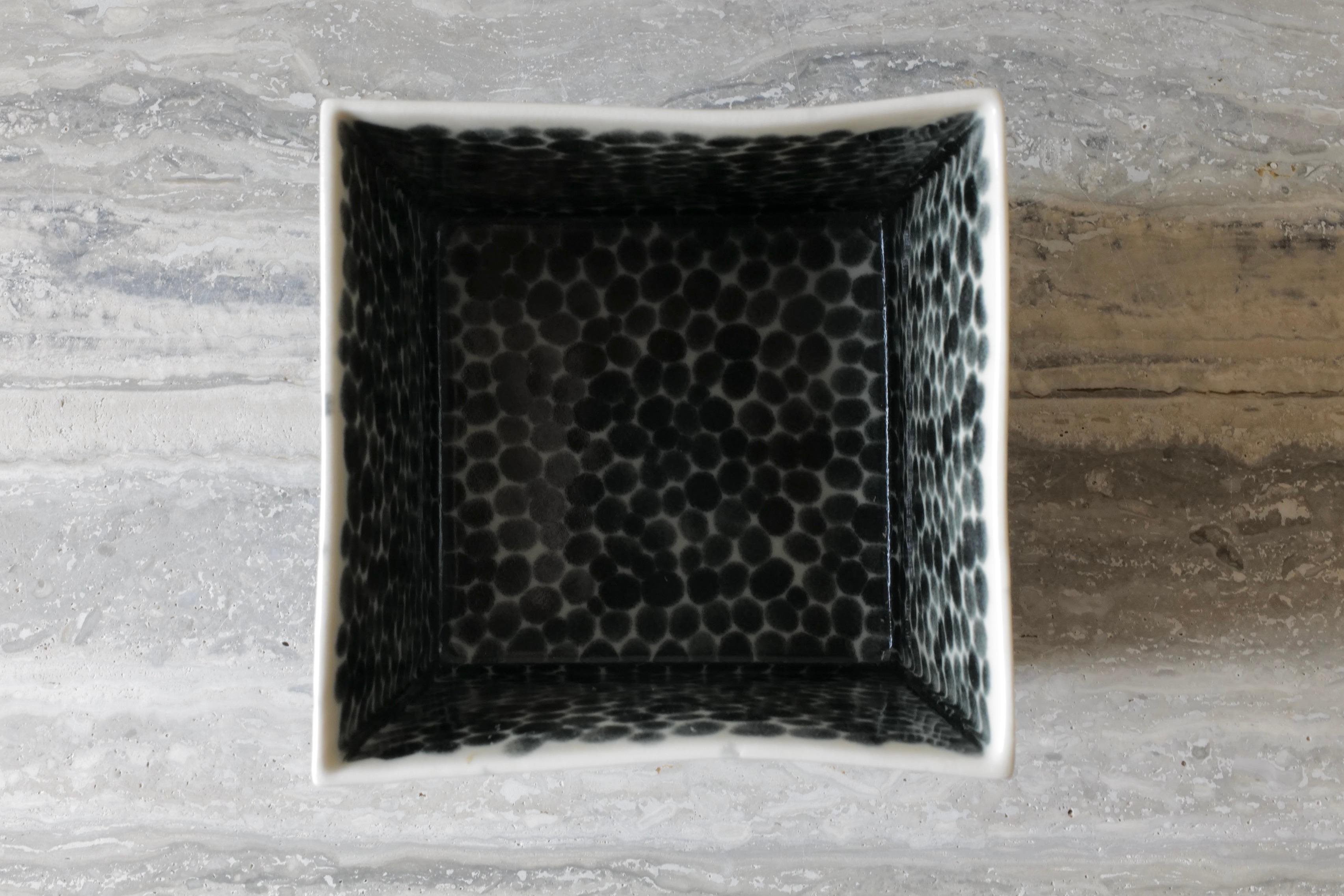 Black Dots Porcelain Cube Vase by Lana Kova For Sale 1