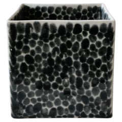 Black Dots Porcelain Cube Vase by Lana Kova