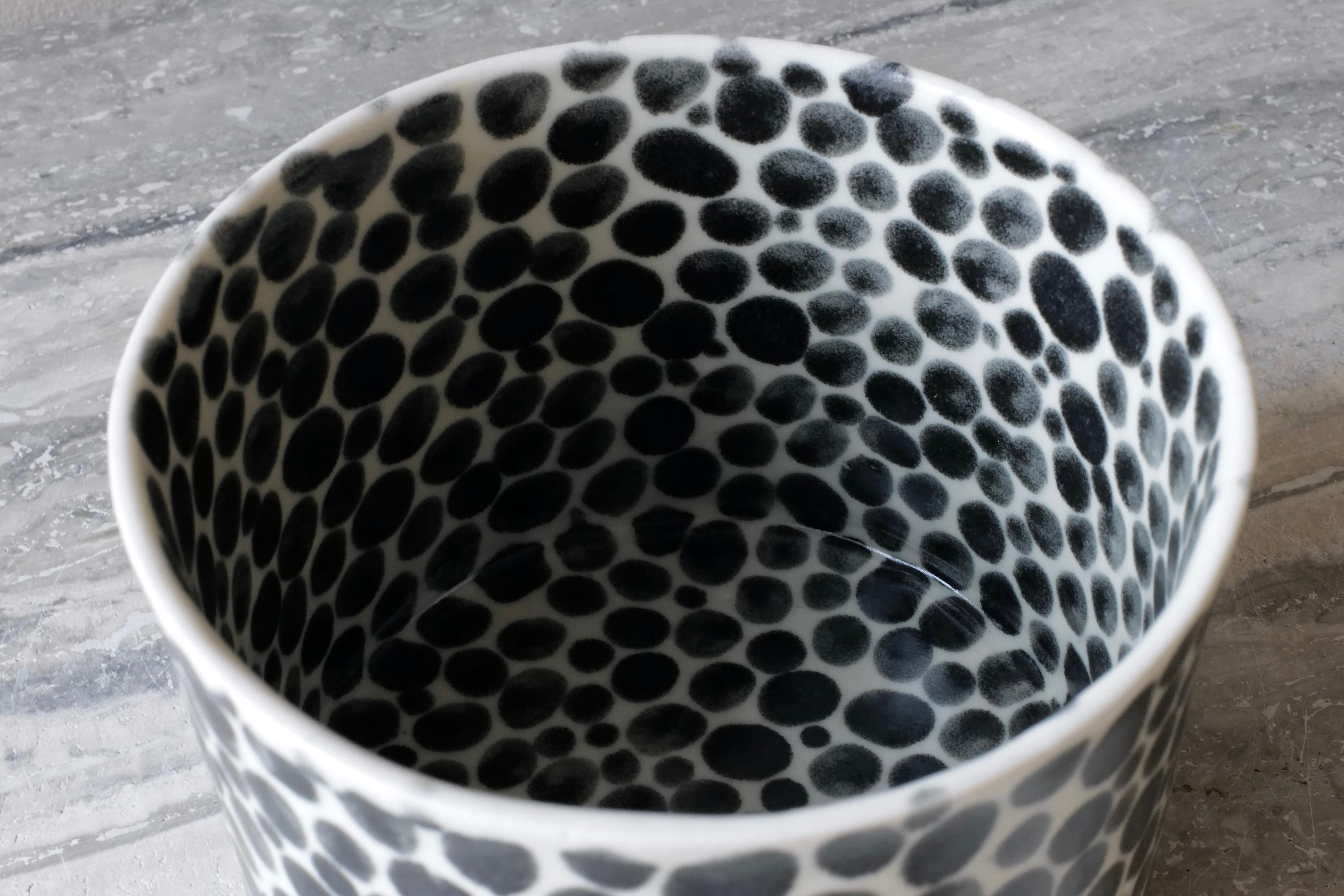 Black Dots Short Porcelain Vase by Lana Kova In New Condition For Sale In New York City, NY
