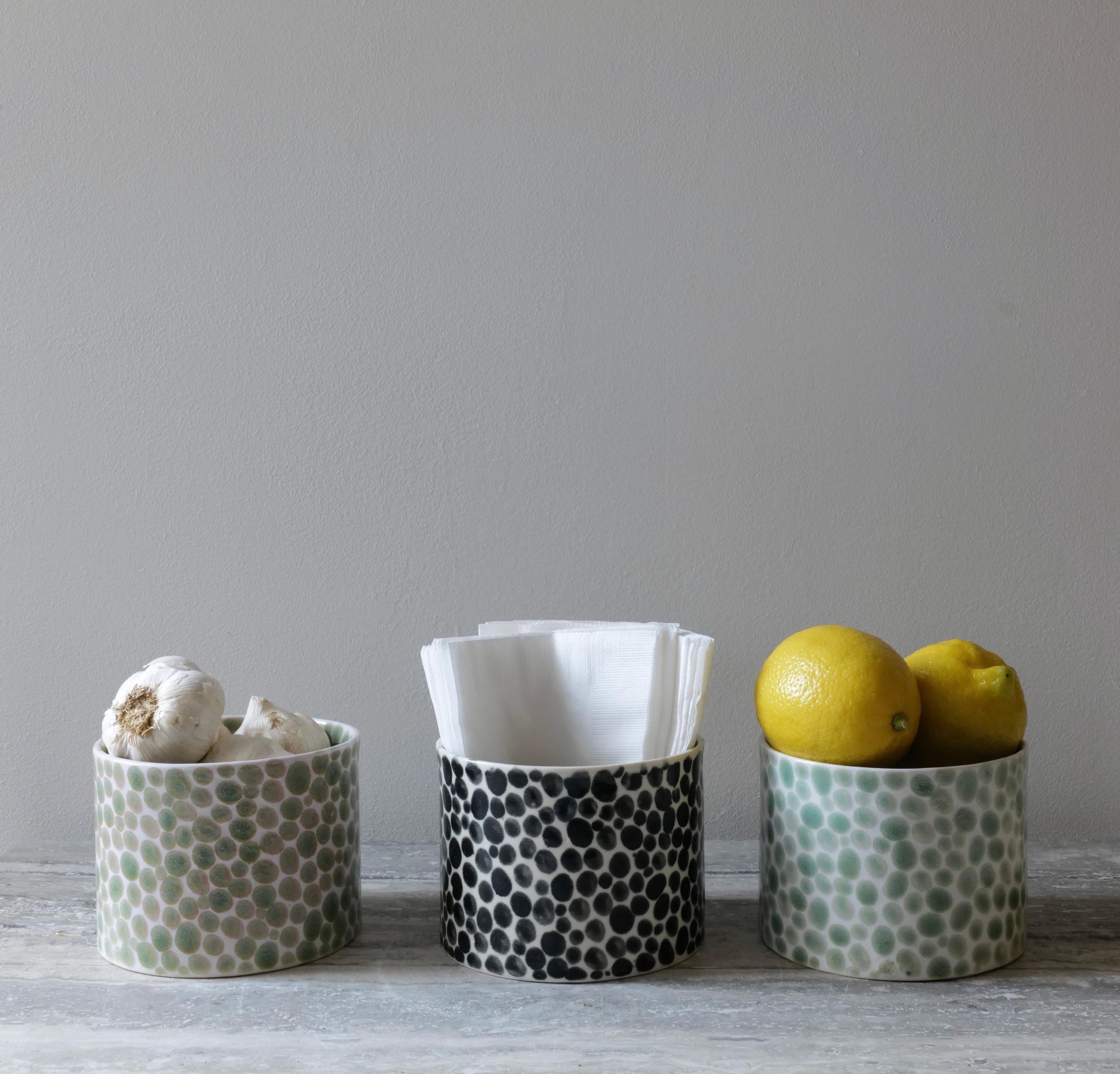 Black Dots Short Porcelain Vase by Lana Kova For Sale 1