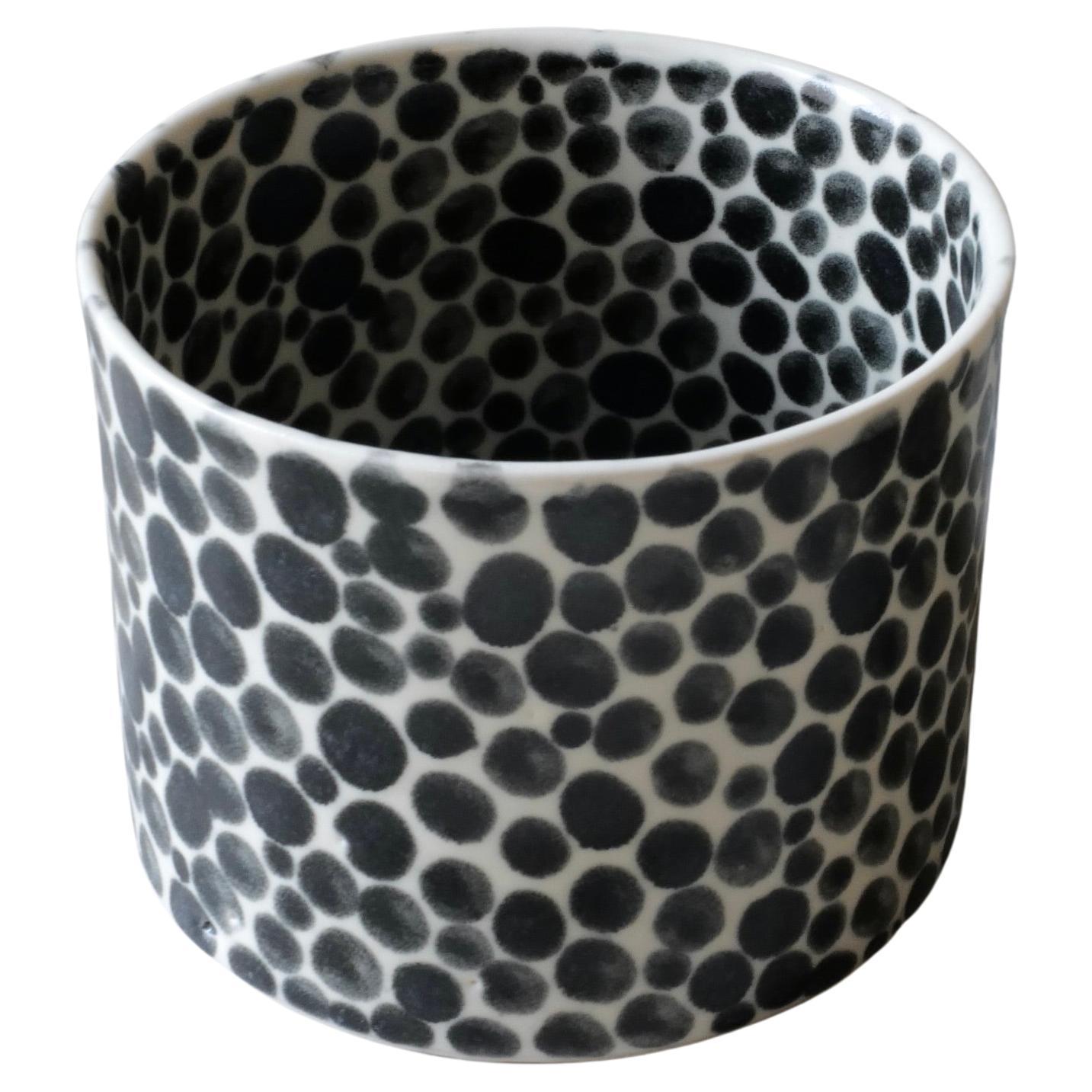Black Dots Short Porcelain Vase by Lana Kova For Sale