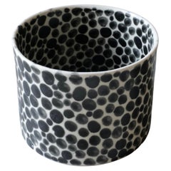 Black Dots Short Porcelain Vase by Lana Kova