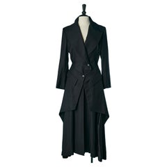 Black double-breasted coat with half-jacket trompe l'oeil Alexander McQueen 