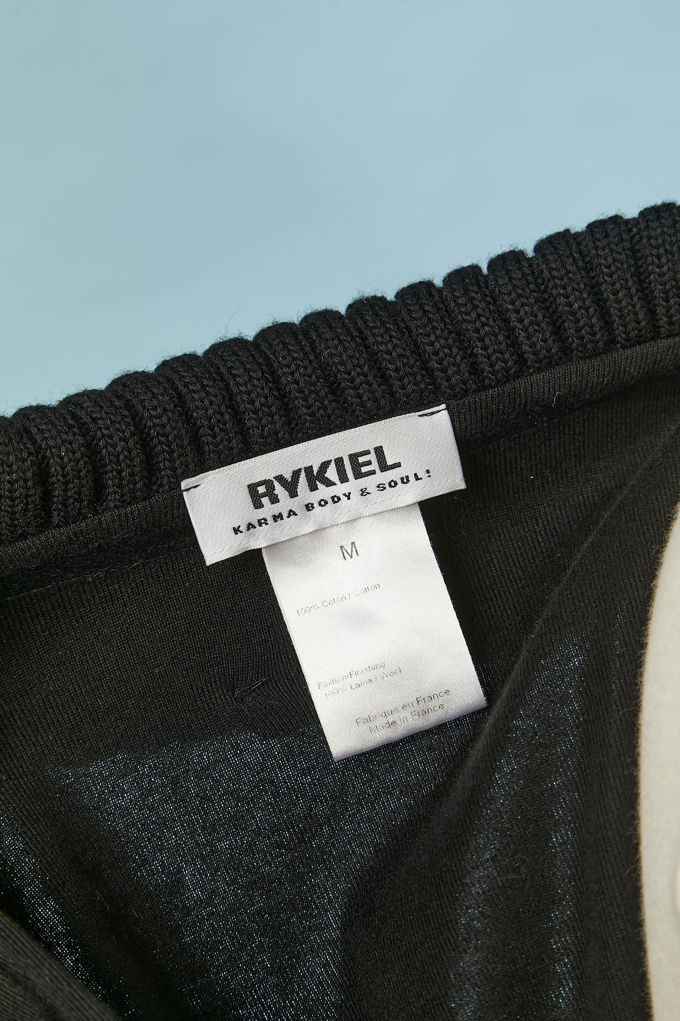 Black double-breasted cotton jersey cardigan with gold metal button RYKIEL  For Sale 2