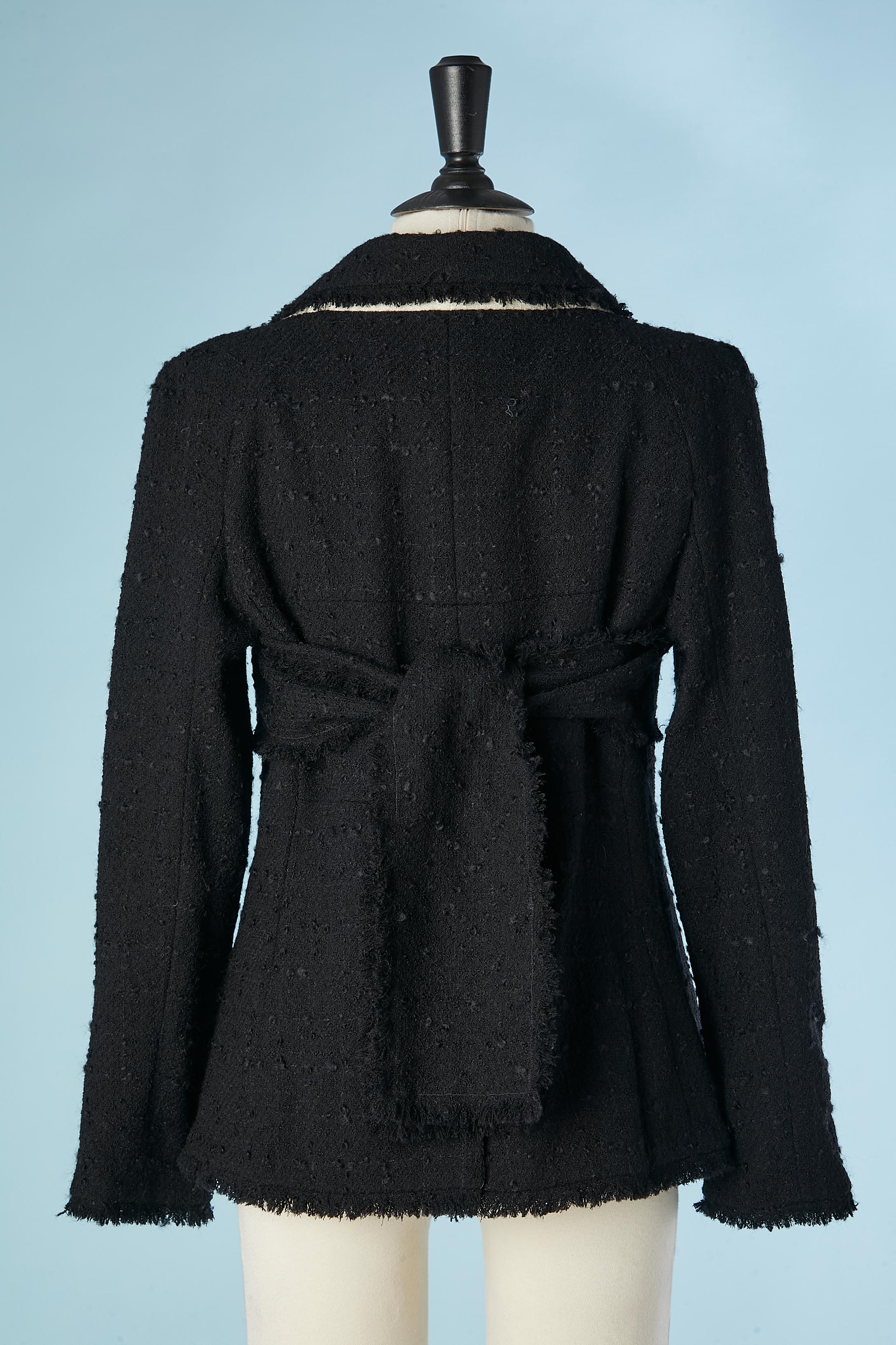 Black double-breasted diner jacket with branded buttons Chanel For Sale 2