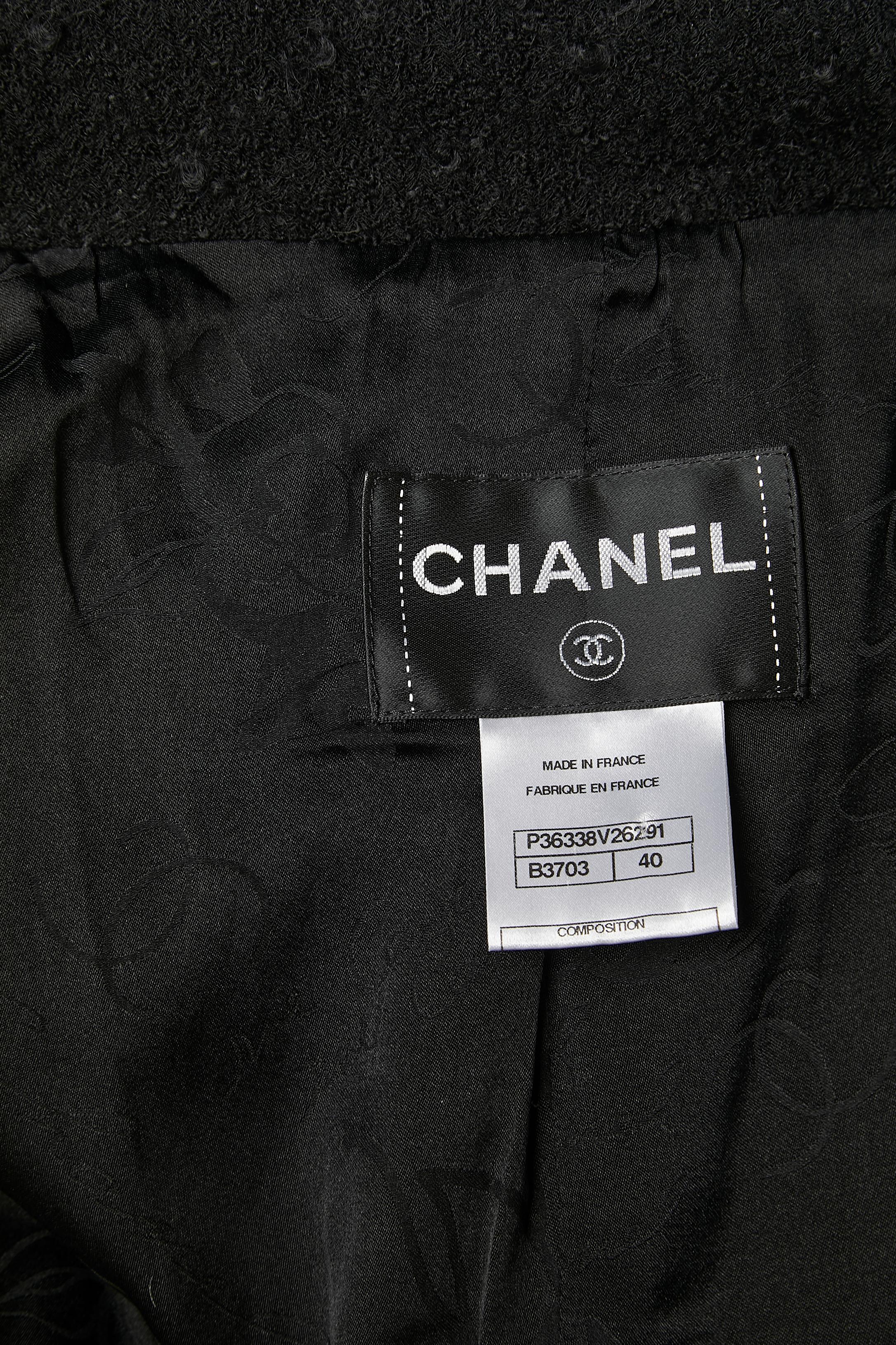 Black double-breasted diner jacket with branded buttons Chanel  4