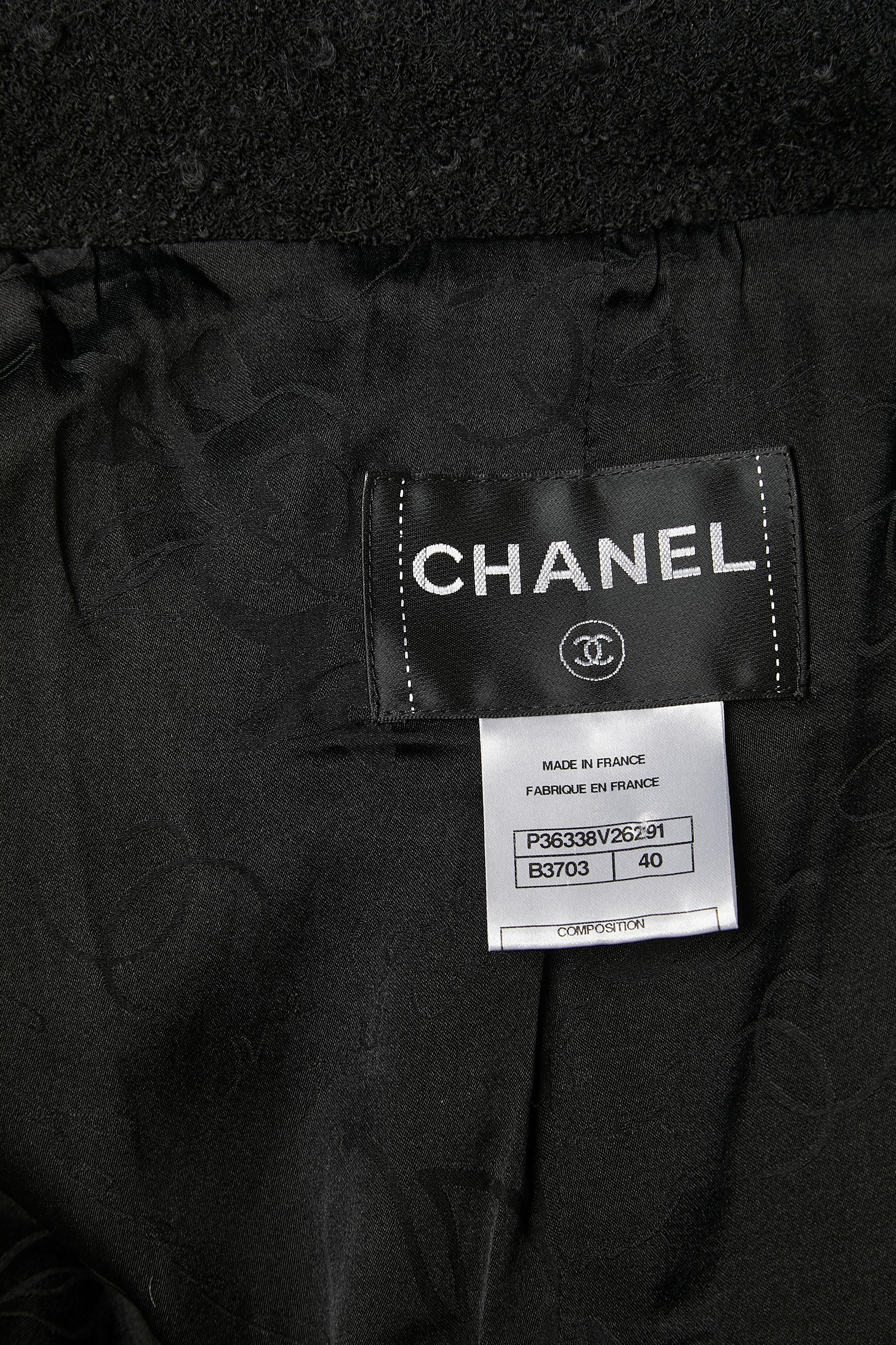 Black double-breasted diner jacket with branded buttons Chanel For Sale 4