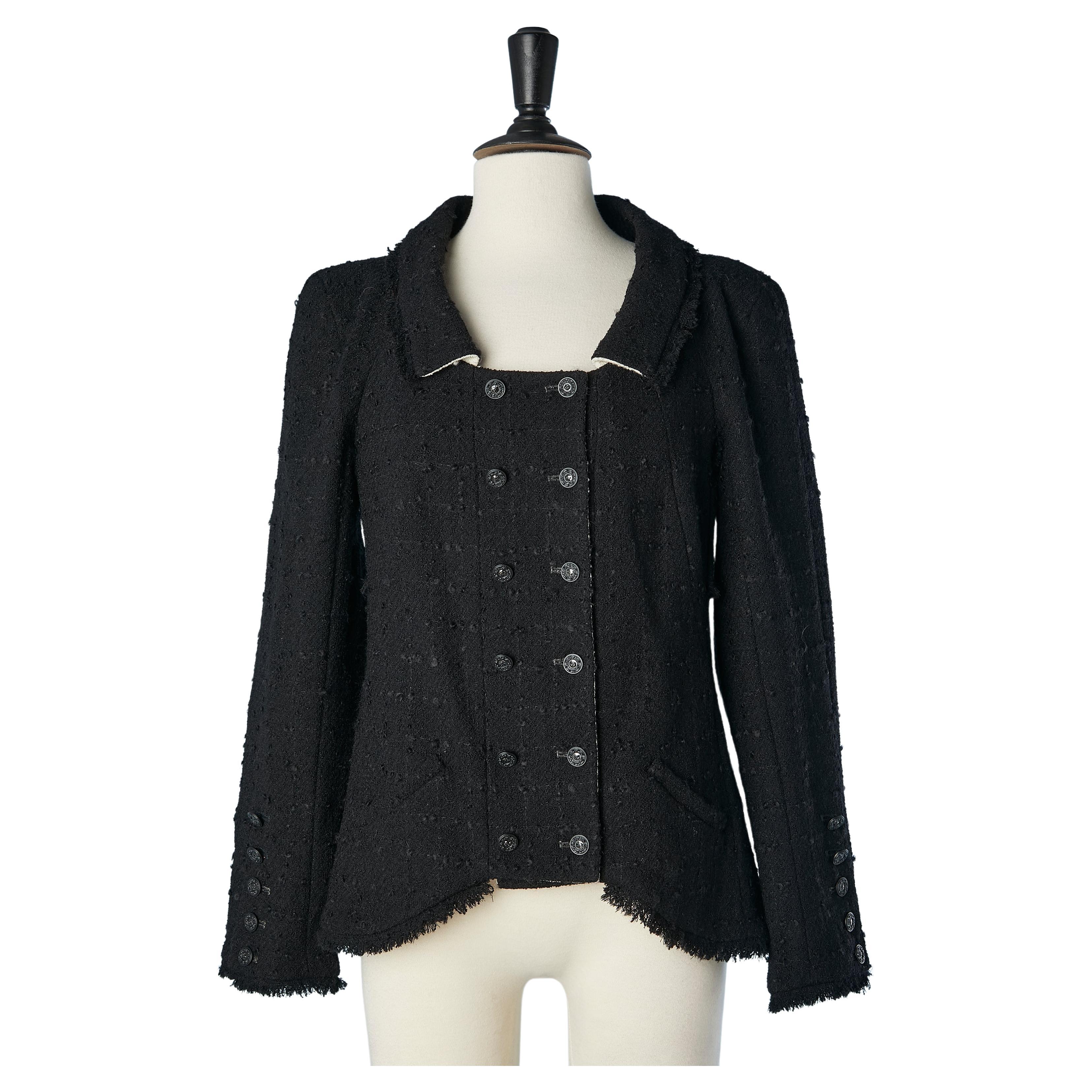 Black double-breasted diner jacket with branded buttons Chanel For Sale