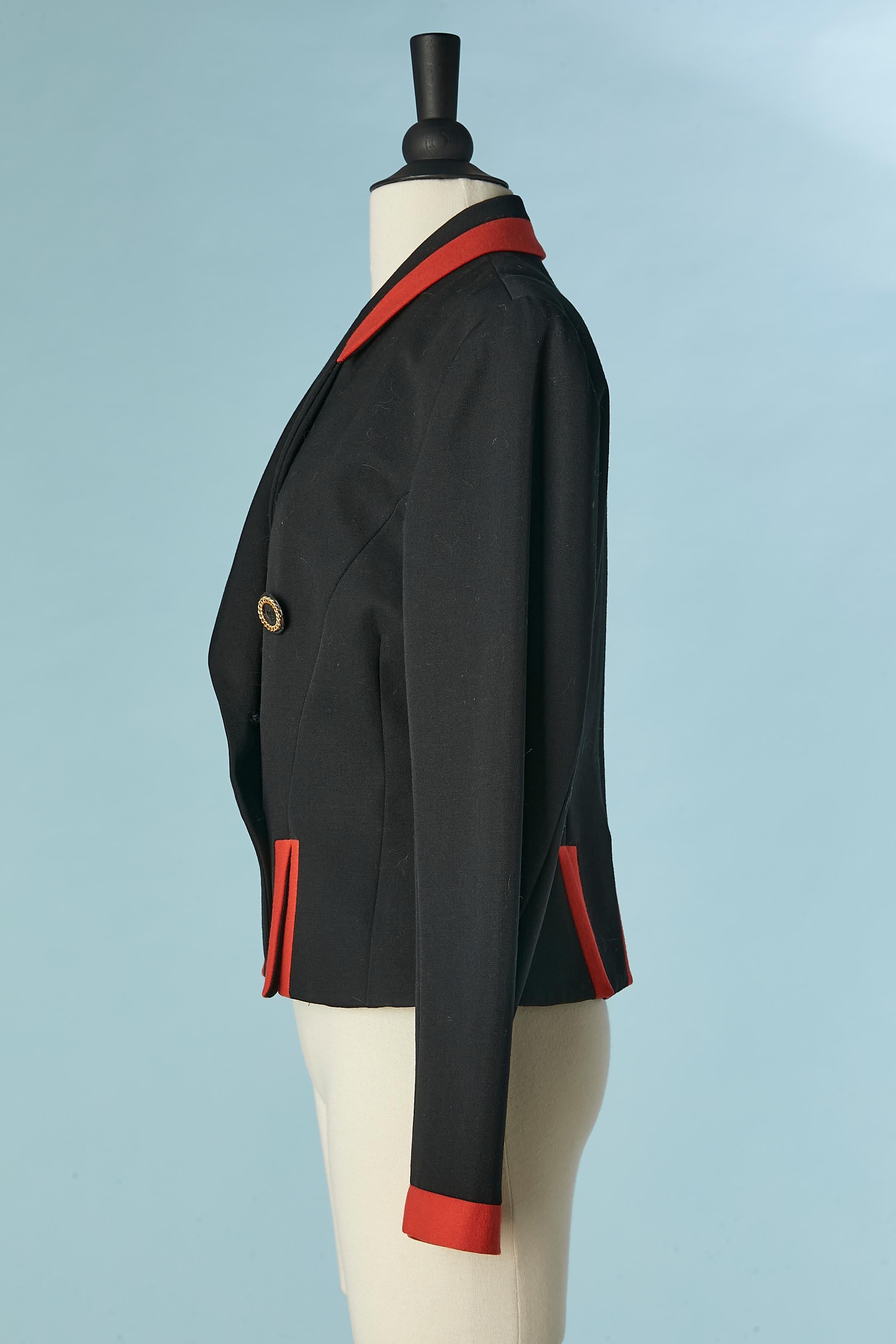 Schwarze doppelreihige Jacke mit goldenen Knöpfen und roten Details Lolita Lempicka  Damen im Angebot