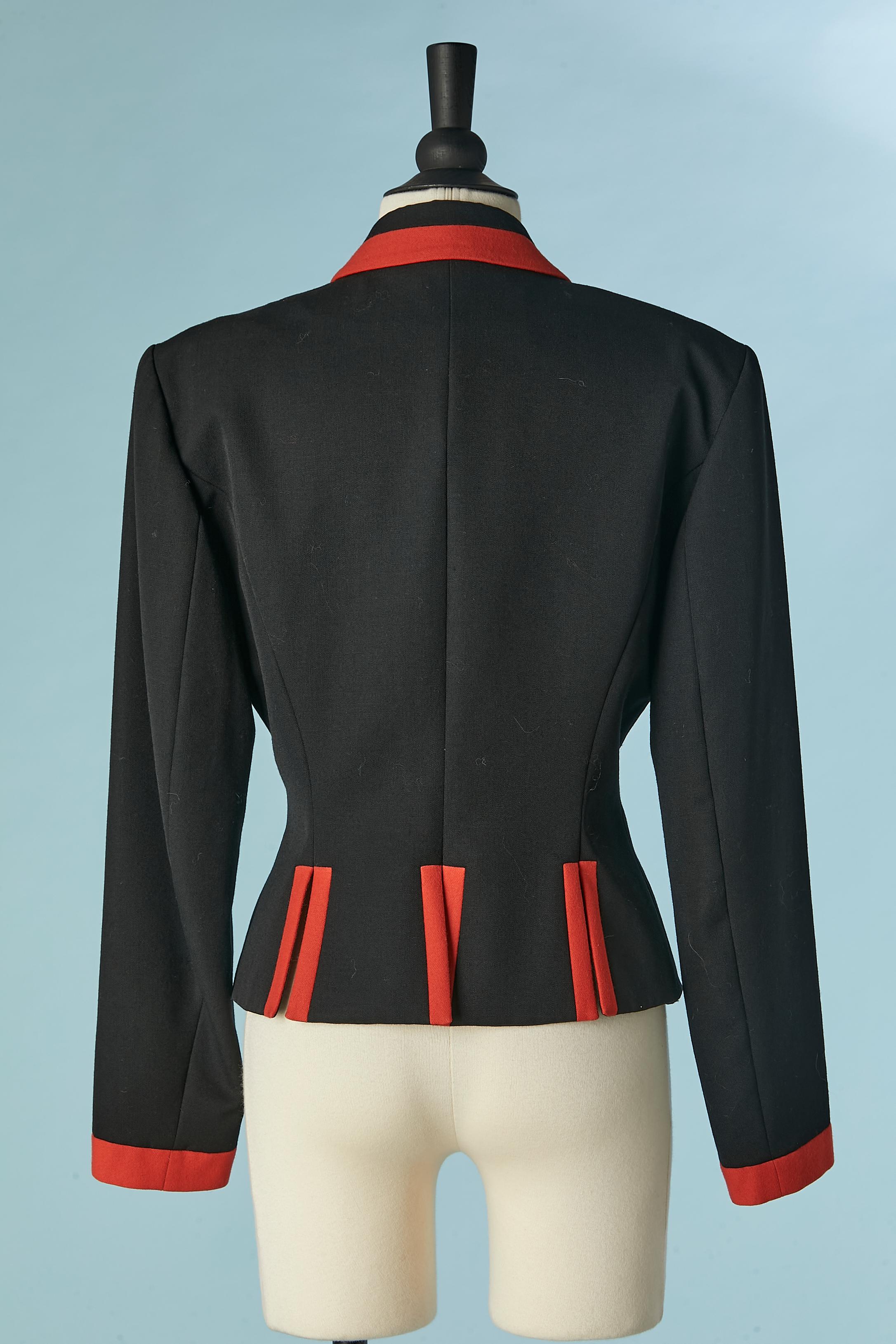 Black double-breasted jacket with gold buttons and red details Lolita Lempicka  For Sale 1