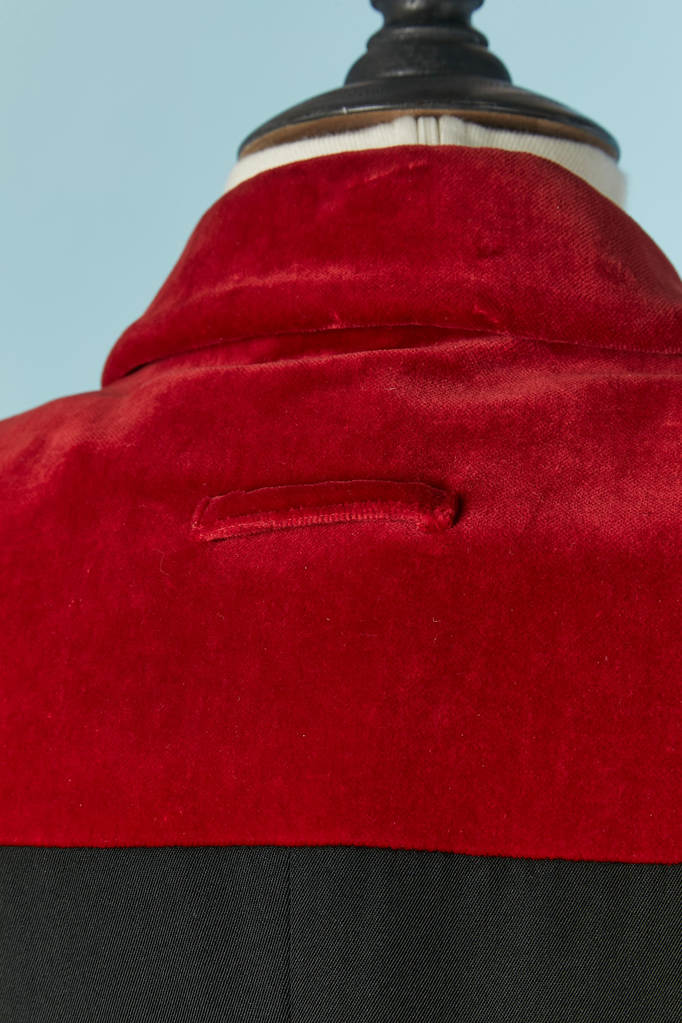 Giacca doppiopetto nera con spalla in velluto rosso Jean Paul Gaultier in vendita 2