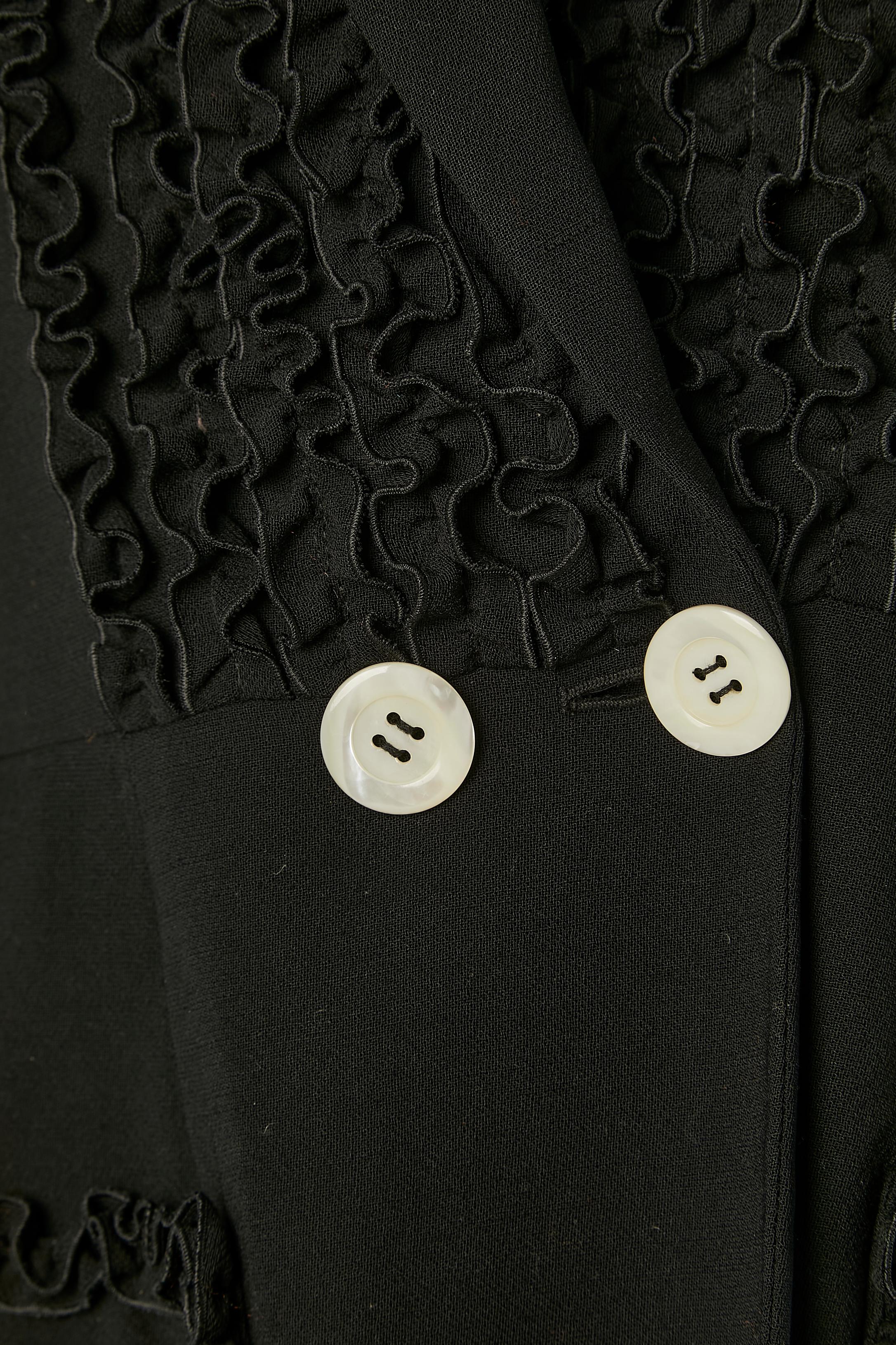 Noir Veste croisée noire à volants CHANTAL THOMASS en vente