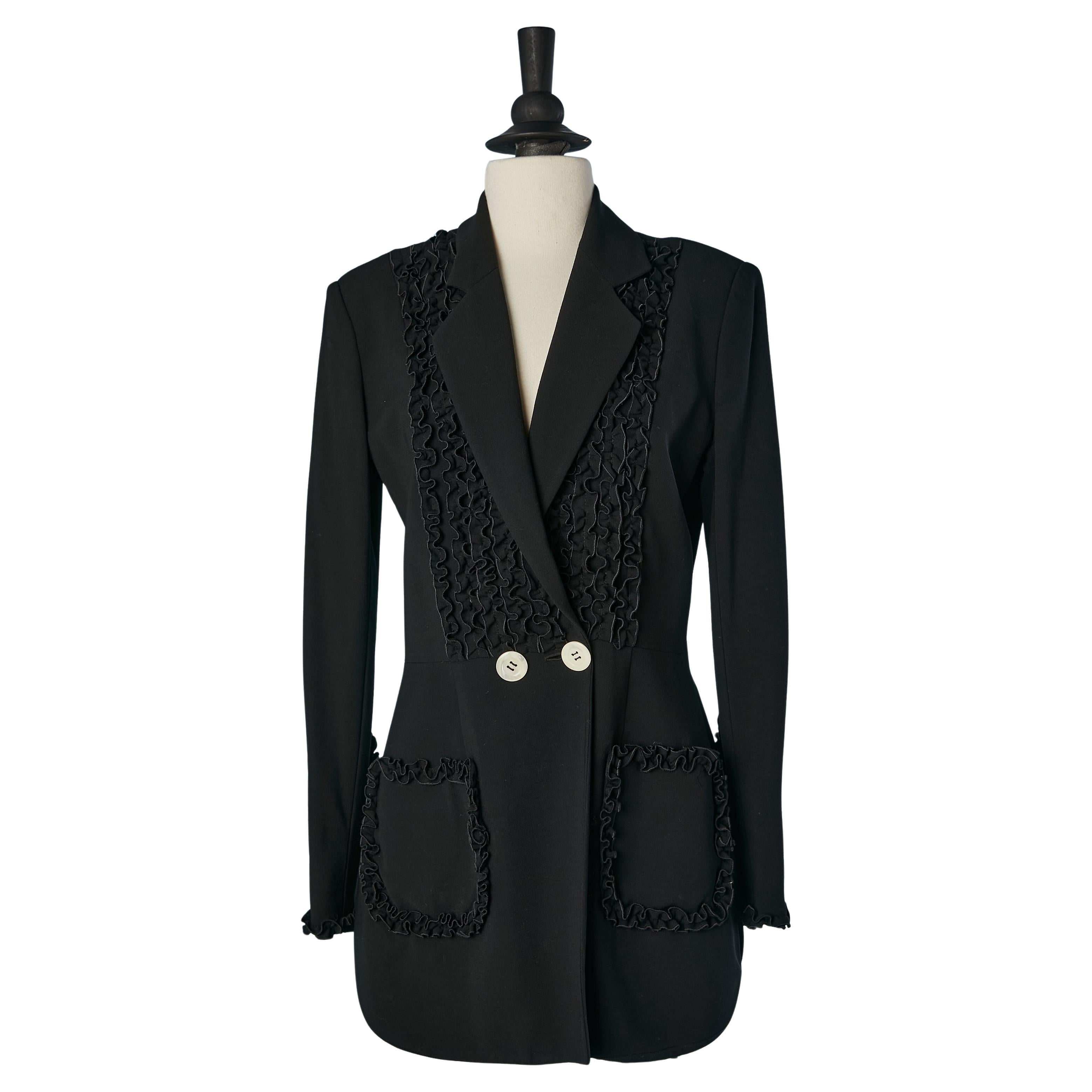 Giacca nera a doppio petto con ruches Chantal Thomass