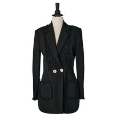 Black double breasted jacket with ruffles CHANTAL THOMASS